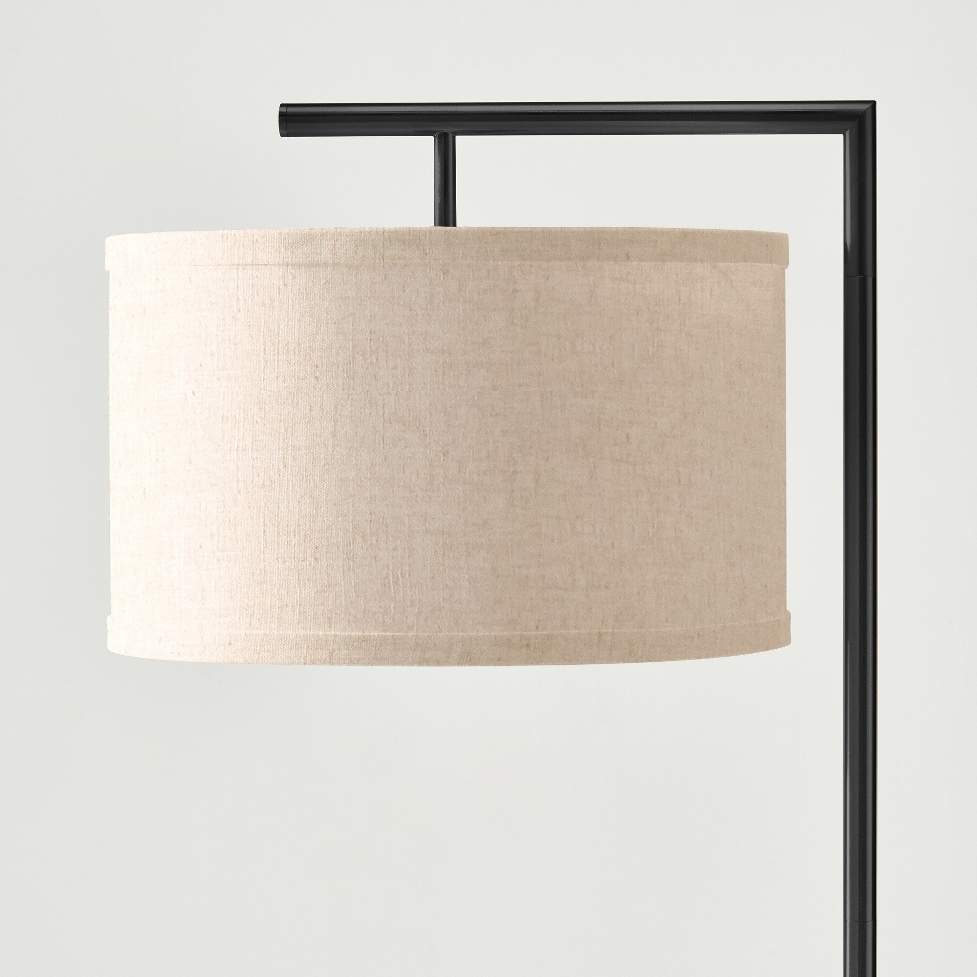 Black 60 in. LED Floor Lamp with Fabric Drum Shade
