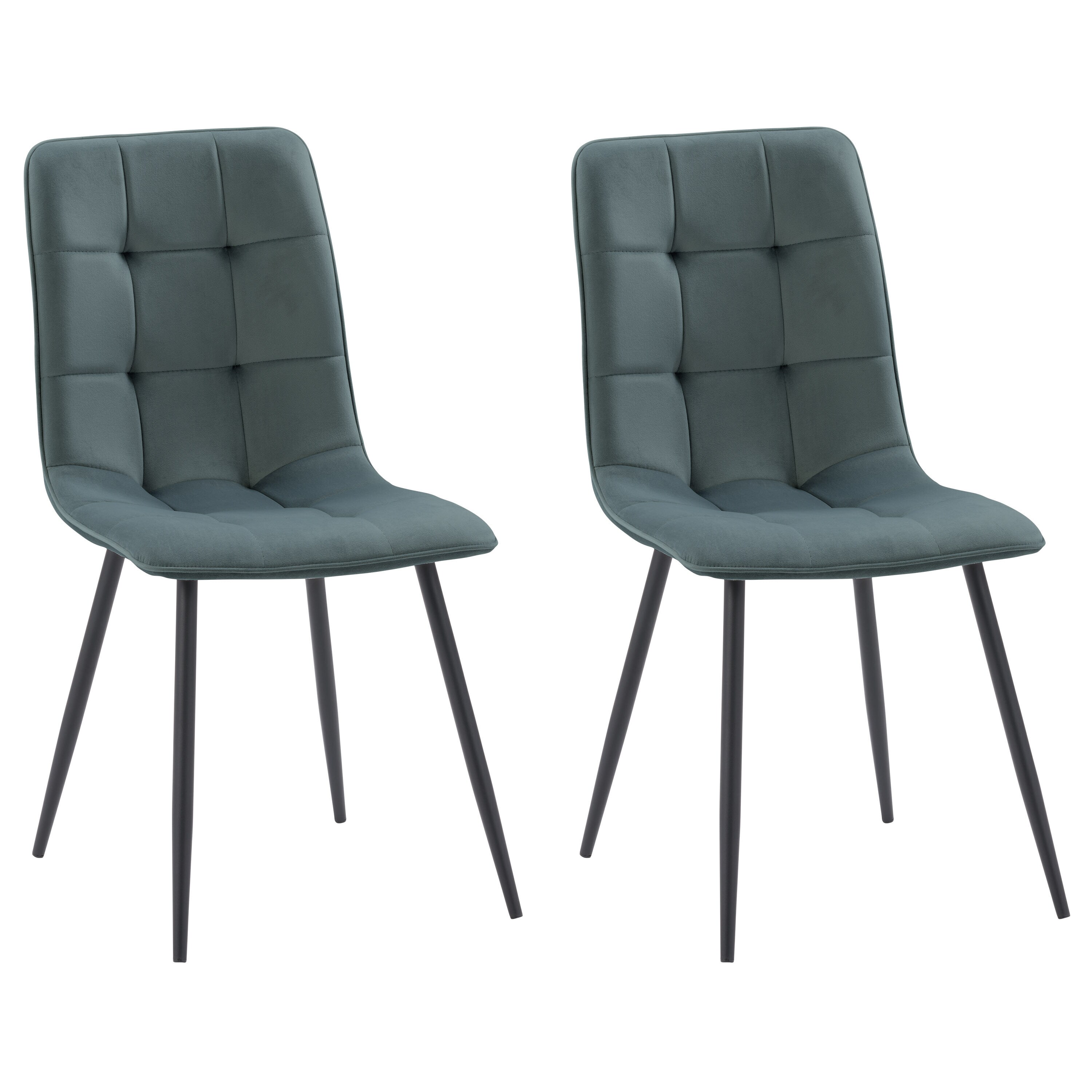 Nash Teal Velvet Side Chair With Black Legs in Blue | - CorLiving DDW-302-C