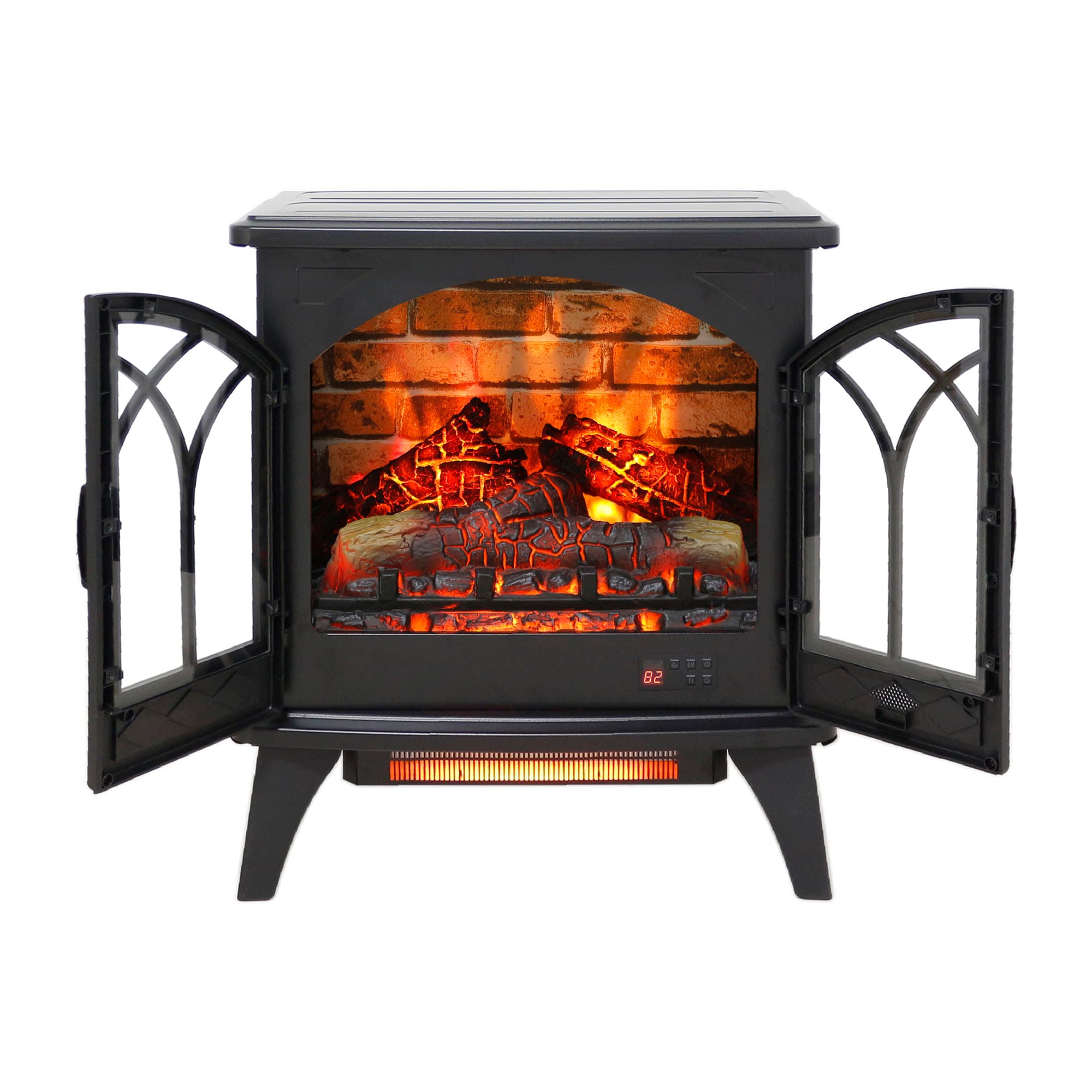 EdenDirect 23.5-in W 5000 -BTU Black Metal Corner or flat wall Infrared quartz Electric Stove with Thermostat and Remote