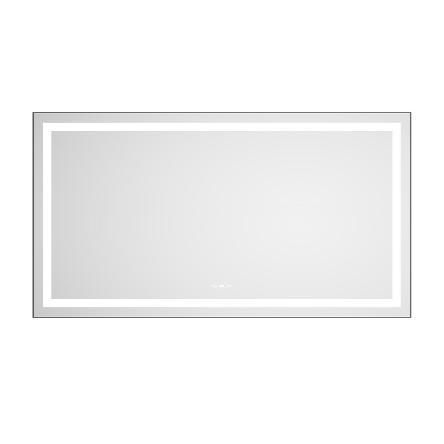 Flynama 55-in W x 30-in H Rectangle Gun Ash Framed Lighted Wall Mirror