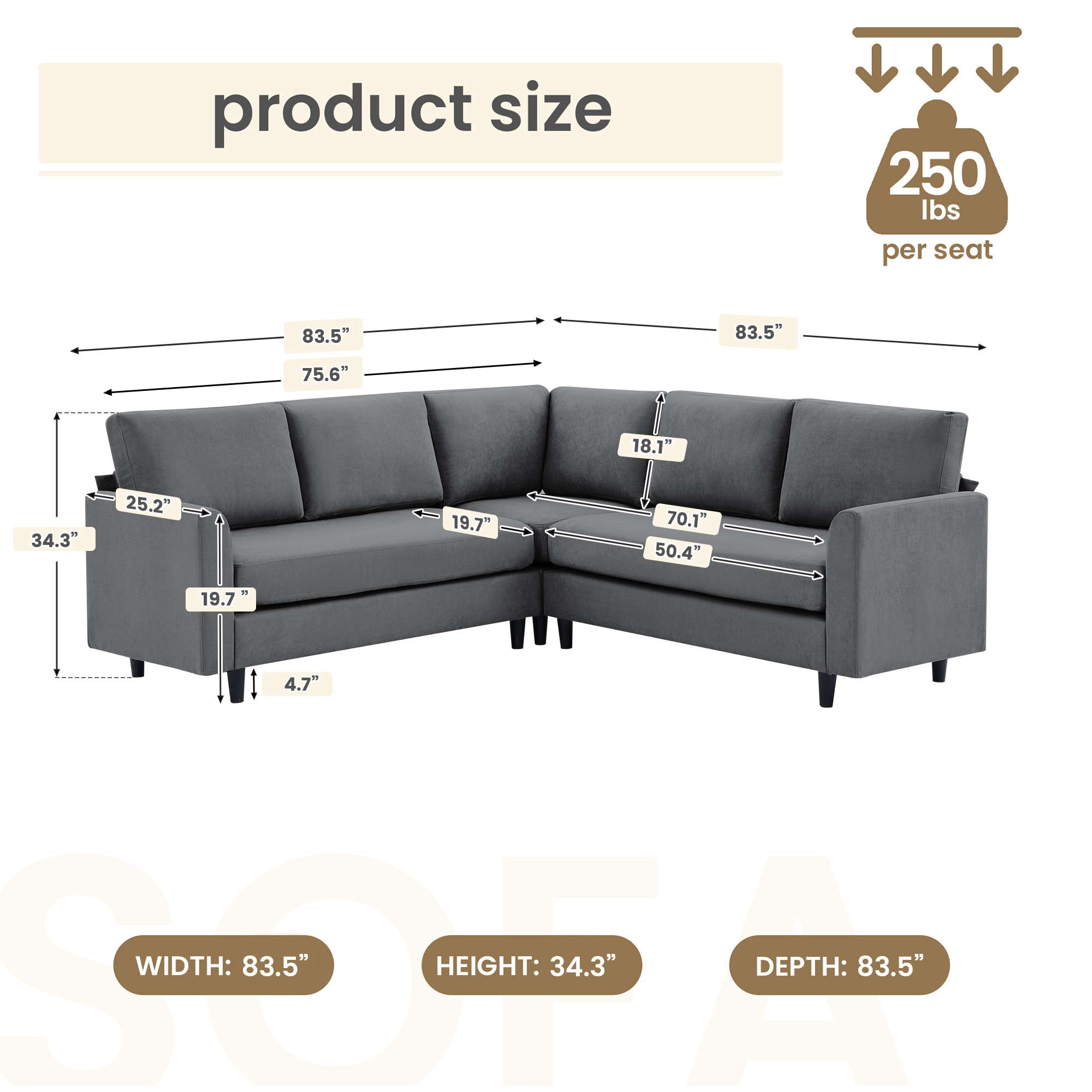 VOUA SAF-XNE3R1G-GR Sofas-Loveseats - View #5