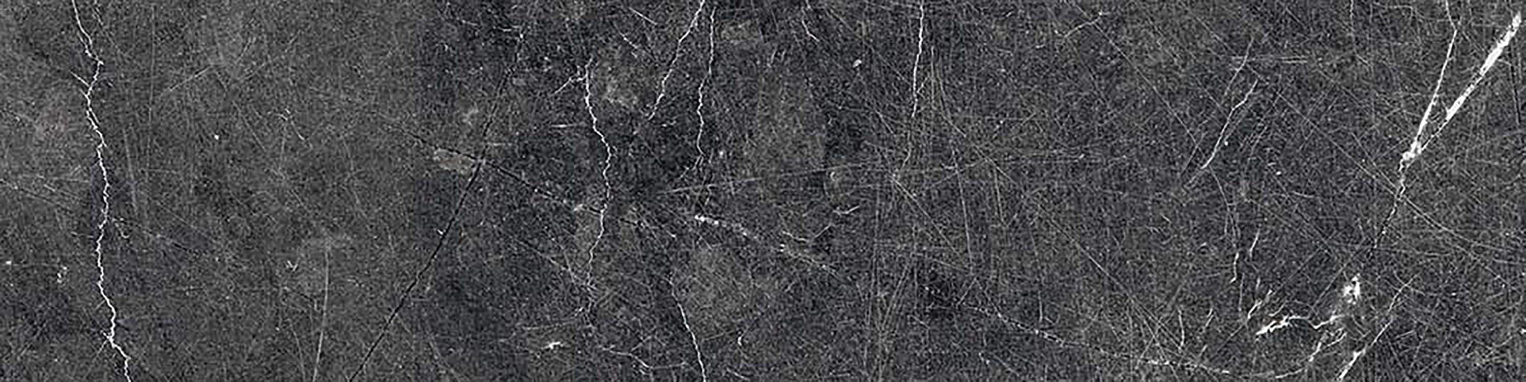 Noir Black Veined 3-in x 12-in Porcelain Marble Bullnose Tile (0.23-sq. ft/ Piece) in Dark | - allen + roth 1553889