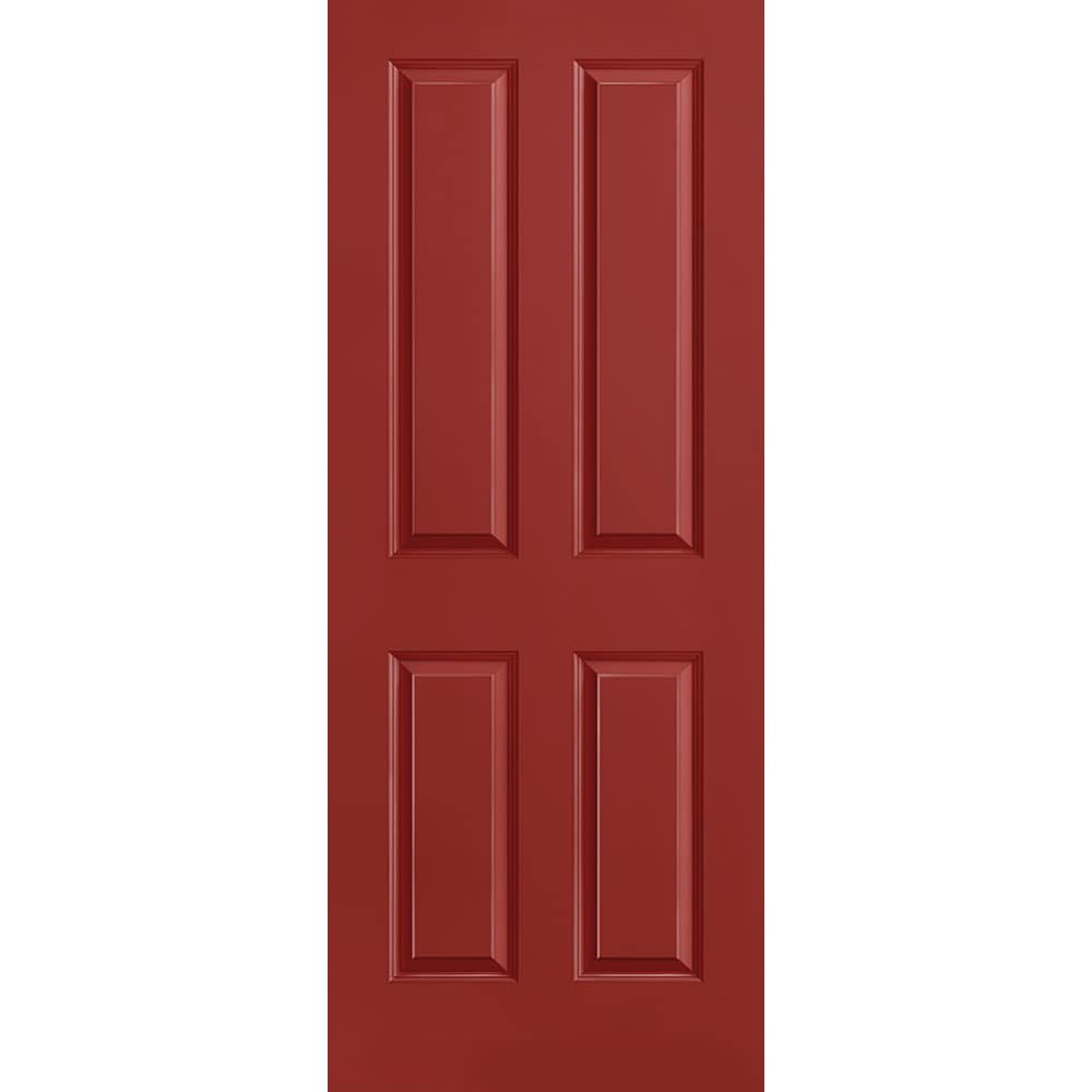 Masonite 1316446 Traditional 32-in x 80-in Barn Red 4 panel square Smooth Solid core Prefinished Molded composite Slab Door