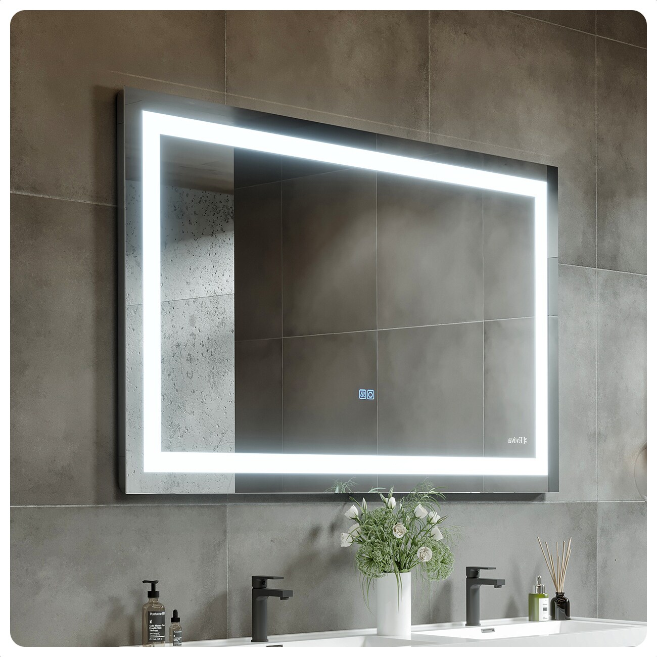 Eviva EVMR34-42X30-LED Lite 42-in x 30-in Beveled Frameless Rectangle Dimmable LED Lighted Fog Free Bathroom Vanity Mirror ( Glass )