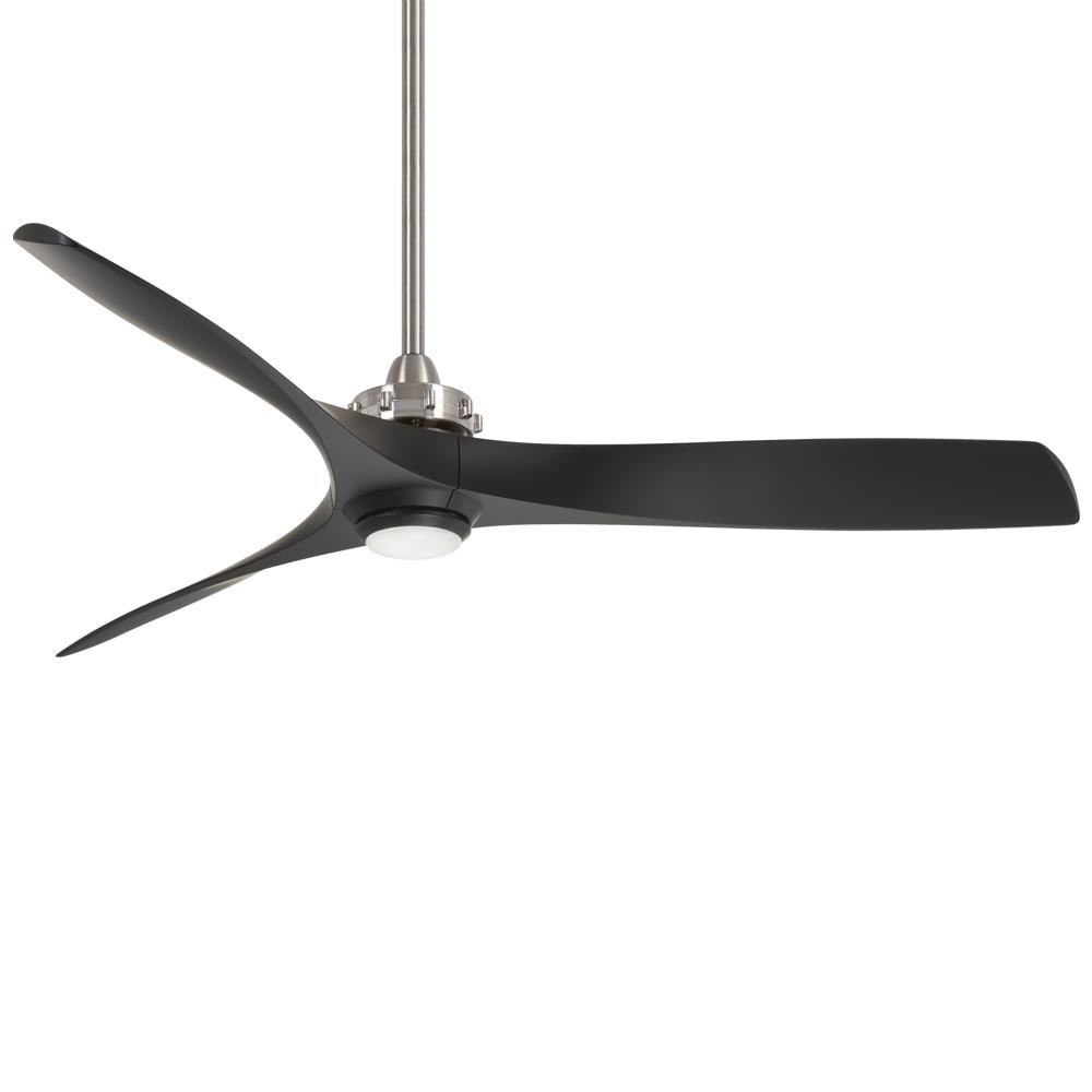 Minka Aire F853L-BN/CL Aviation Led 60-in Integrated LED Brushed Nickel with Black Blades Ceiling Fan With Light - Remote Included ( 3 -Blade )