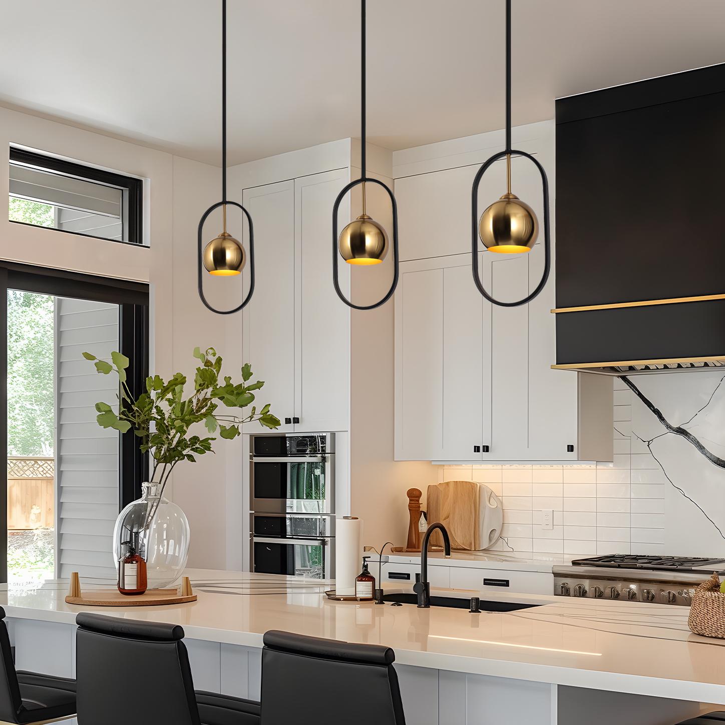 ZEVNI L37N7NI2W4510SG7 1-Light 7.5-in W Farmhouse 1 -Light Matte Black and Gold Metal Shade Modern/contemporary Linear Mini Hanging Pendant light