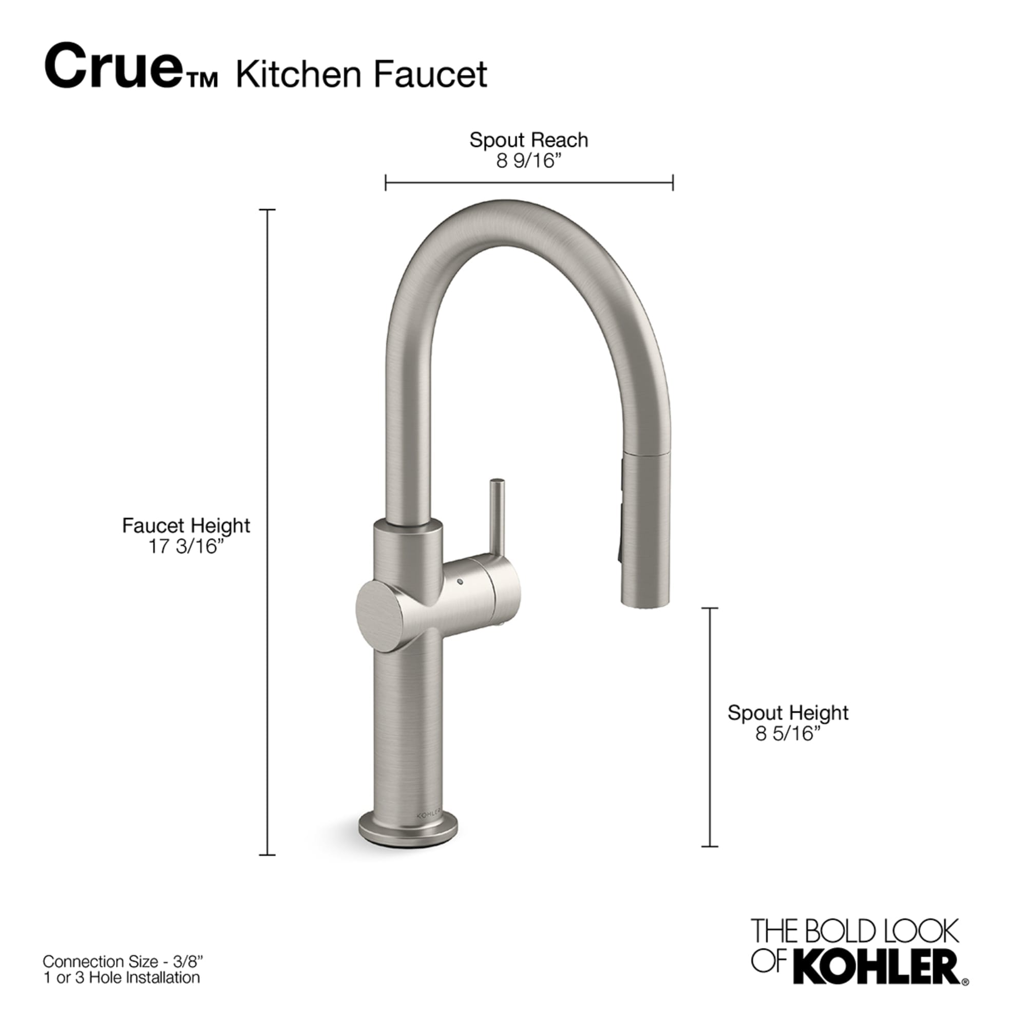 Kohler Crue Vibrant Brushed Moderne Brass Single Handle Touchless Pull Down Kitchen Faucet With 9419