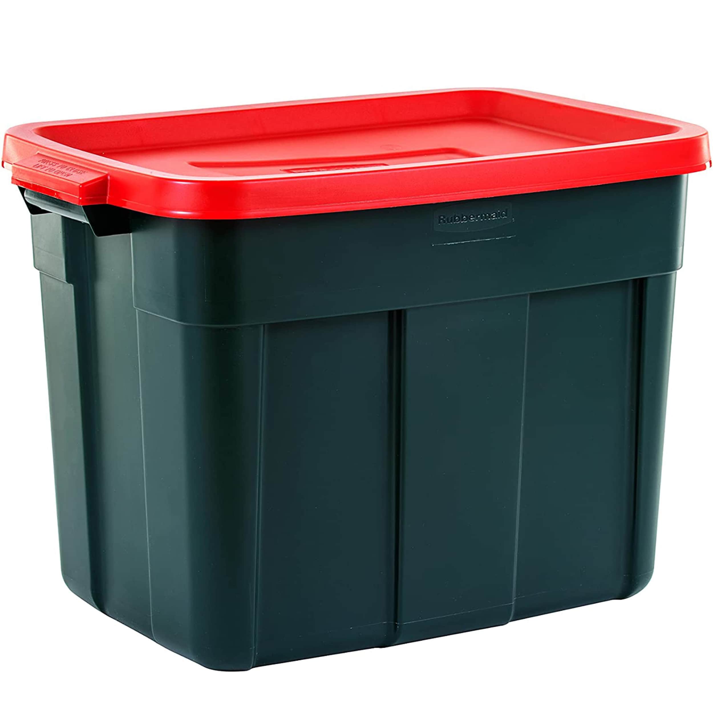 Rubbermaid 304969 6 -Pack X-large 18 -Gallons ( 72 -Quarts ) Holiday Red and Green Weatherproof Tote with Latching Lid