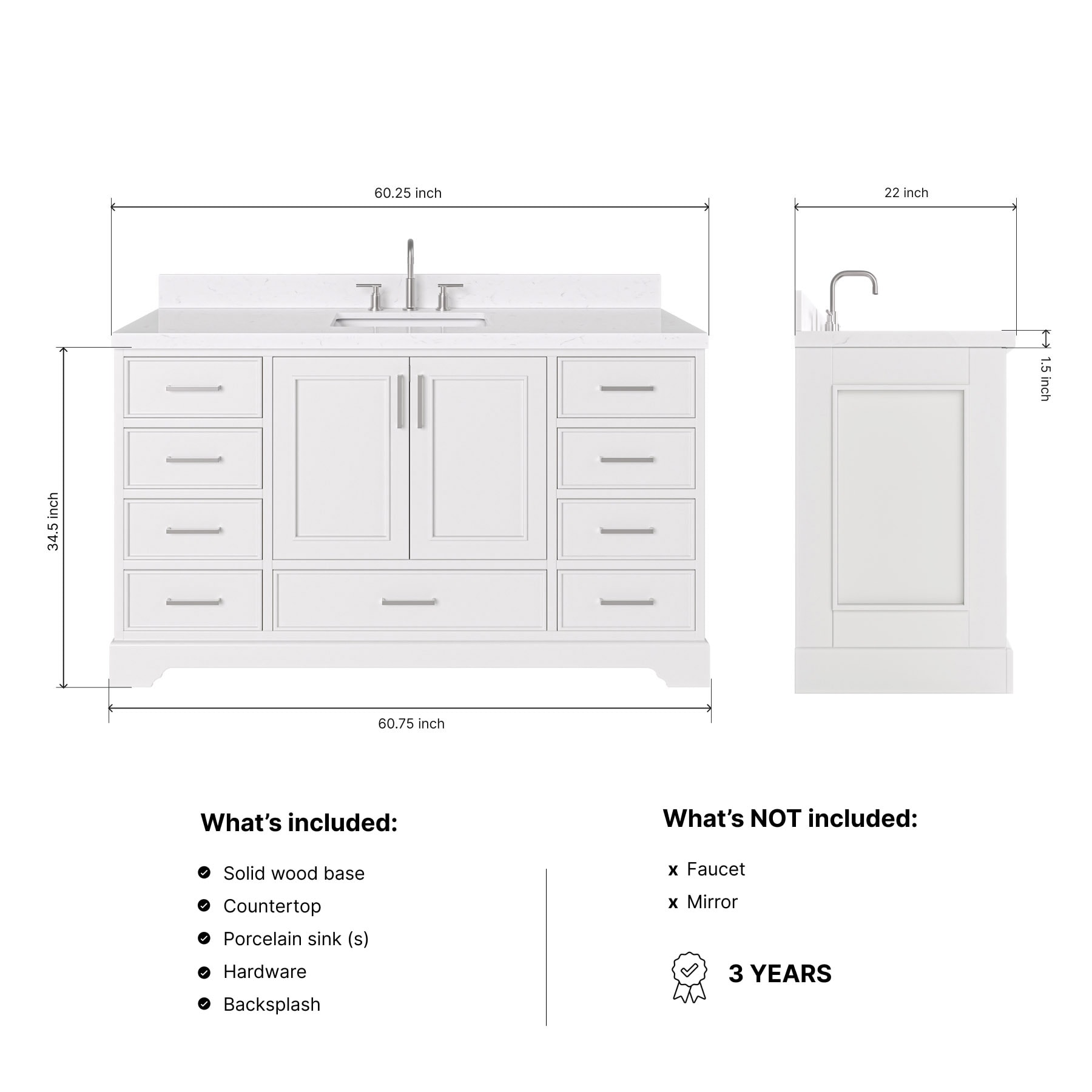ARIEL M060SCQRVOWHT Bath-Vanity-Combo - View #3