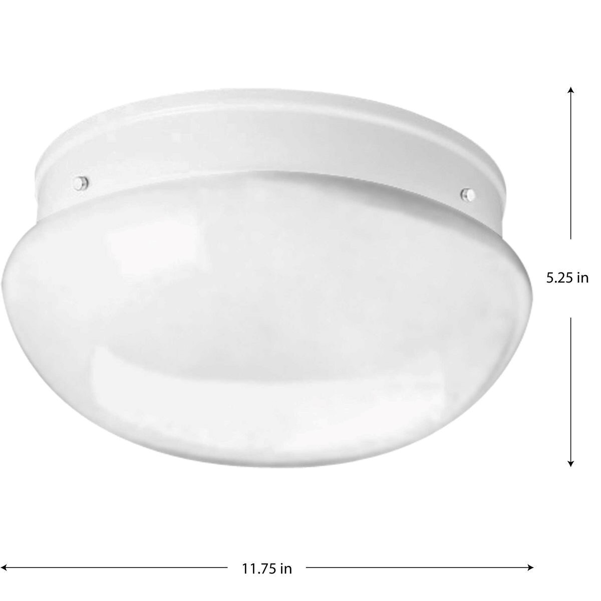 White Glass 2-Light Flush Mount Ceiling Fixture