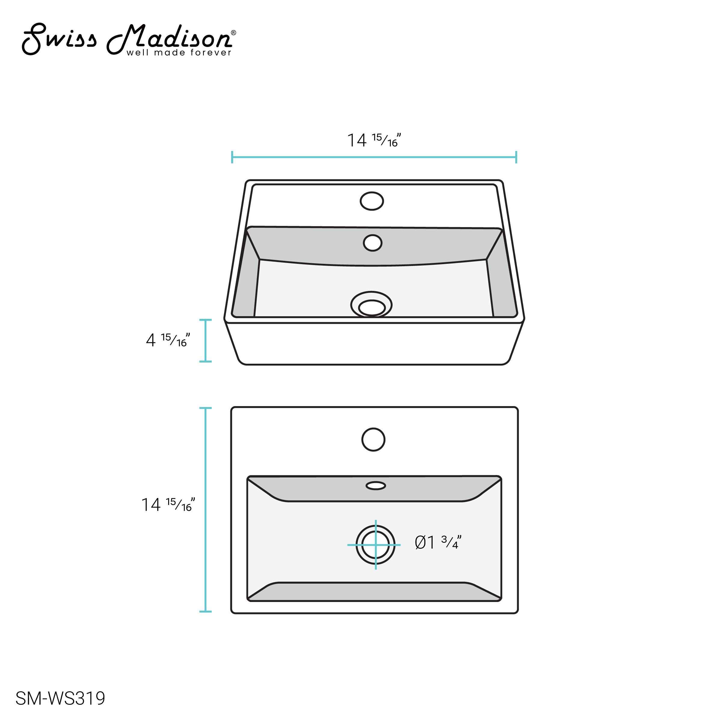 Swiss Madison Claire White Wall-mount Rectangular Modern Bathroom Sink ...