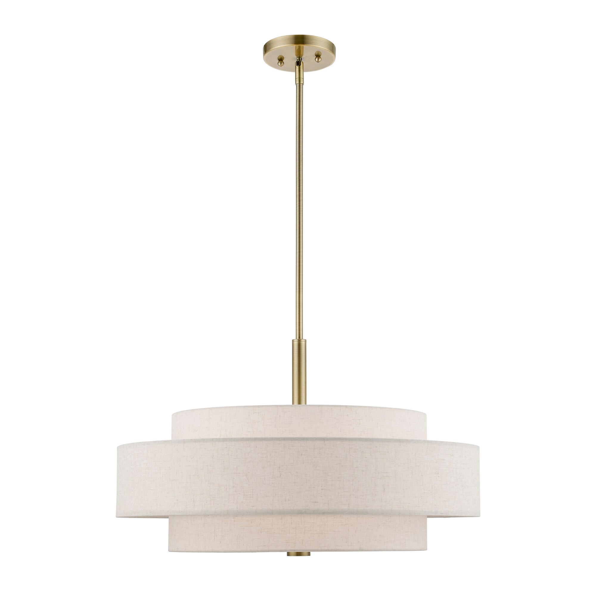 Monroe Antique Brass Triple Drum Shade 5-Light Pendant