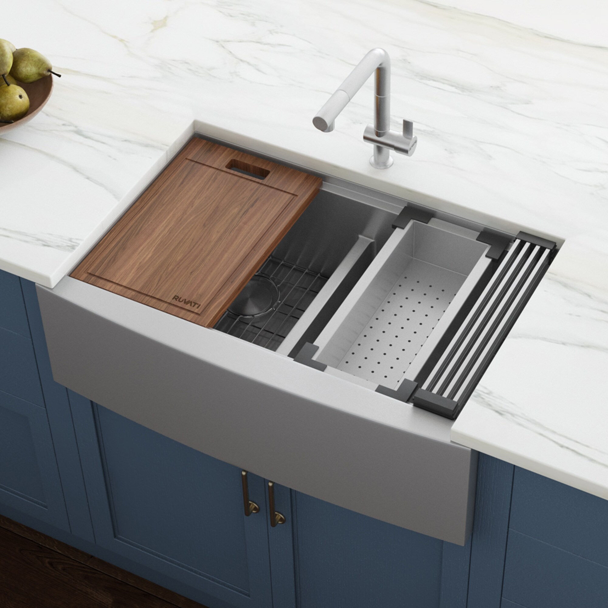33" Stainless Steel Farmhouse Double Bowl Kitchen Sink