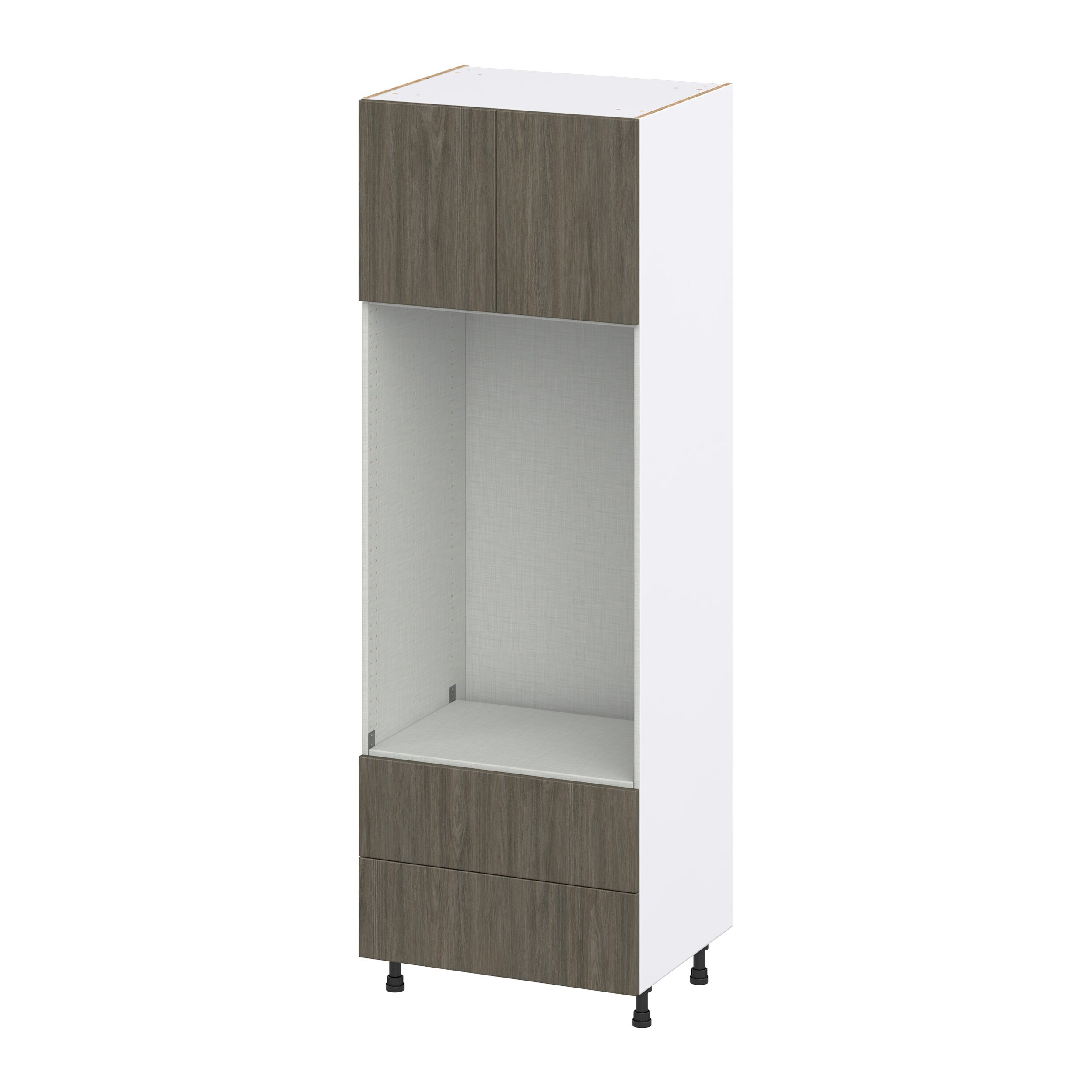 Hugo&Borg DSTMO2DA3089.5-SA Savane 30-in W x 89.5-in H x 24-in D Textmel 2 -Drawers Microwave Pantry Fully assembled Cabinet (Flat Panel Slab)