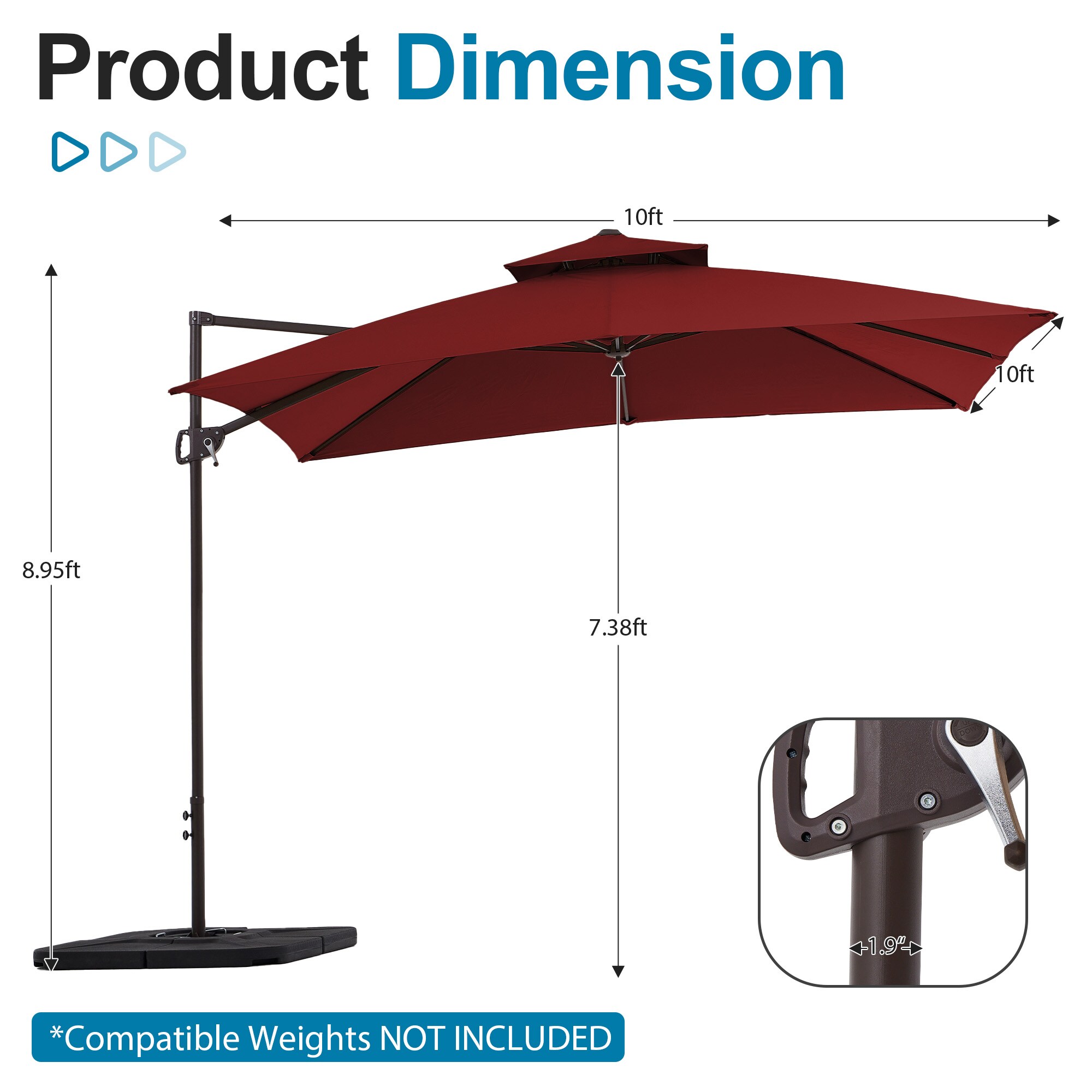 VOUA JYLM-10X10-RD Umbrellas-2 - View #4