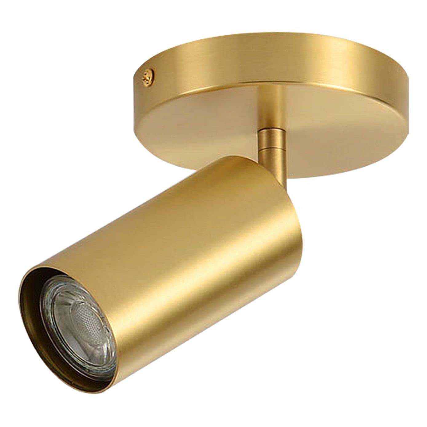 Aoibox  Modern 1 Light Adjustable Track Lighting Kit Brushed Gold Metal Spotlight Ceiling Mount with E26 Base