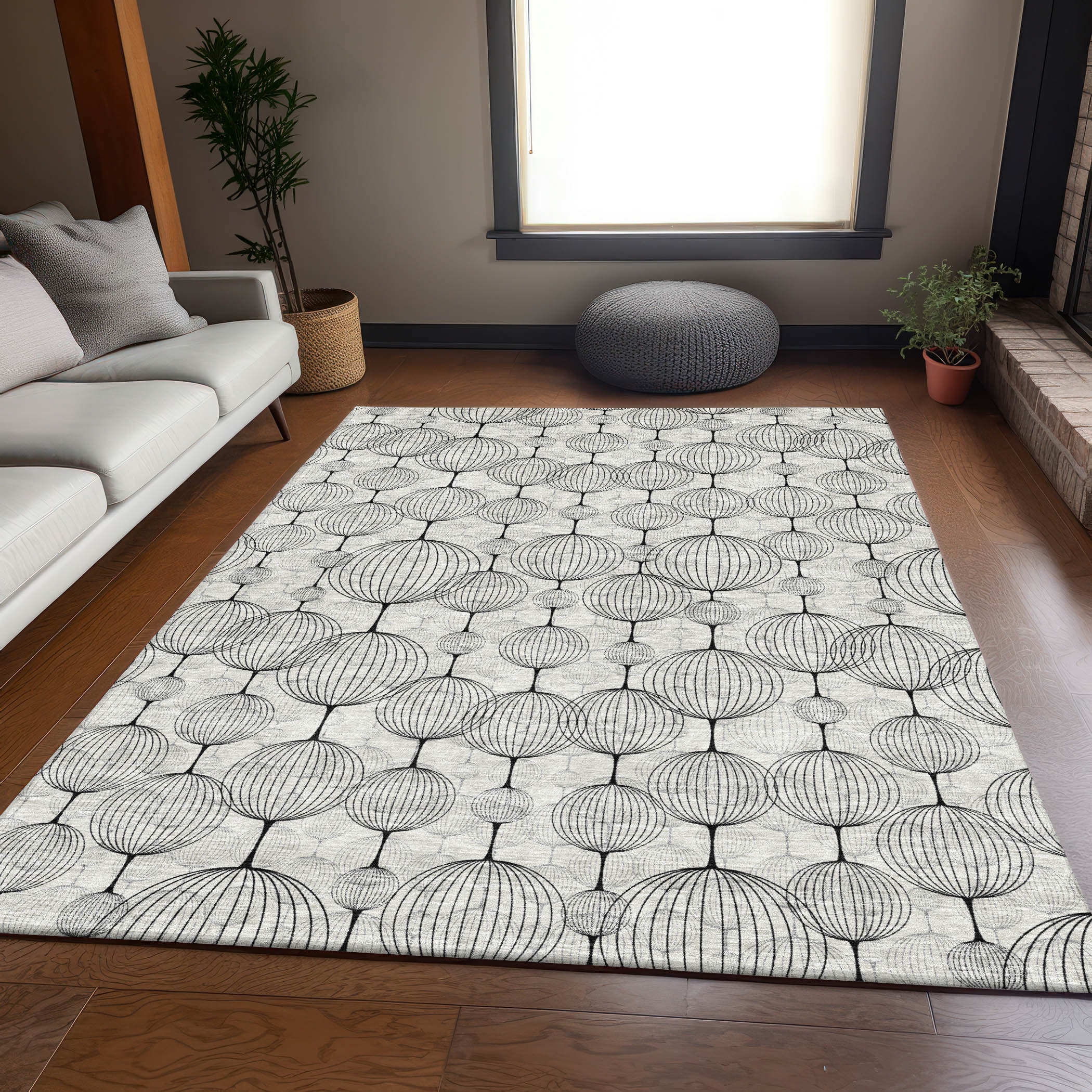 Addison Rugs ACN732WI8X10 Chantille ACN732WI 8 x 10 (ft) Polyester White Rectangular Indoor/Outdoor Geometric Machine washable Area rug