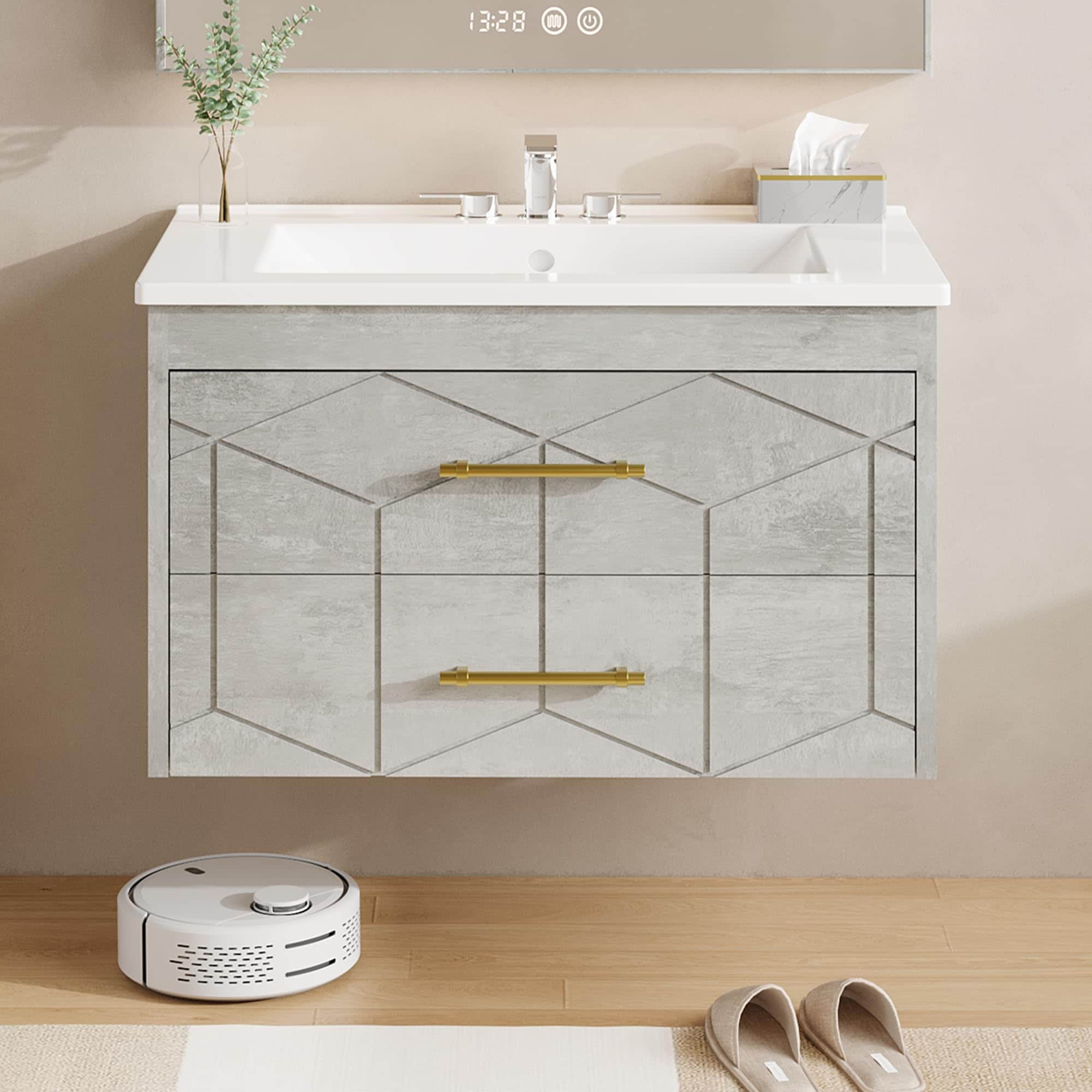 IdealHouse Modern Floating Bathroom Vanity with Sink Combo and Soft-Close Drawers
