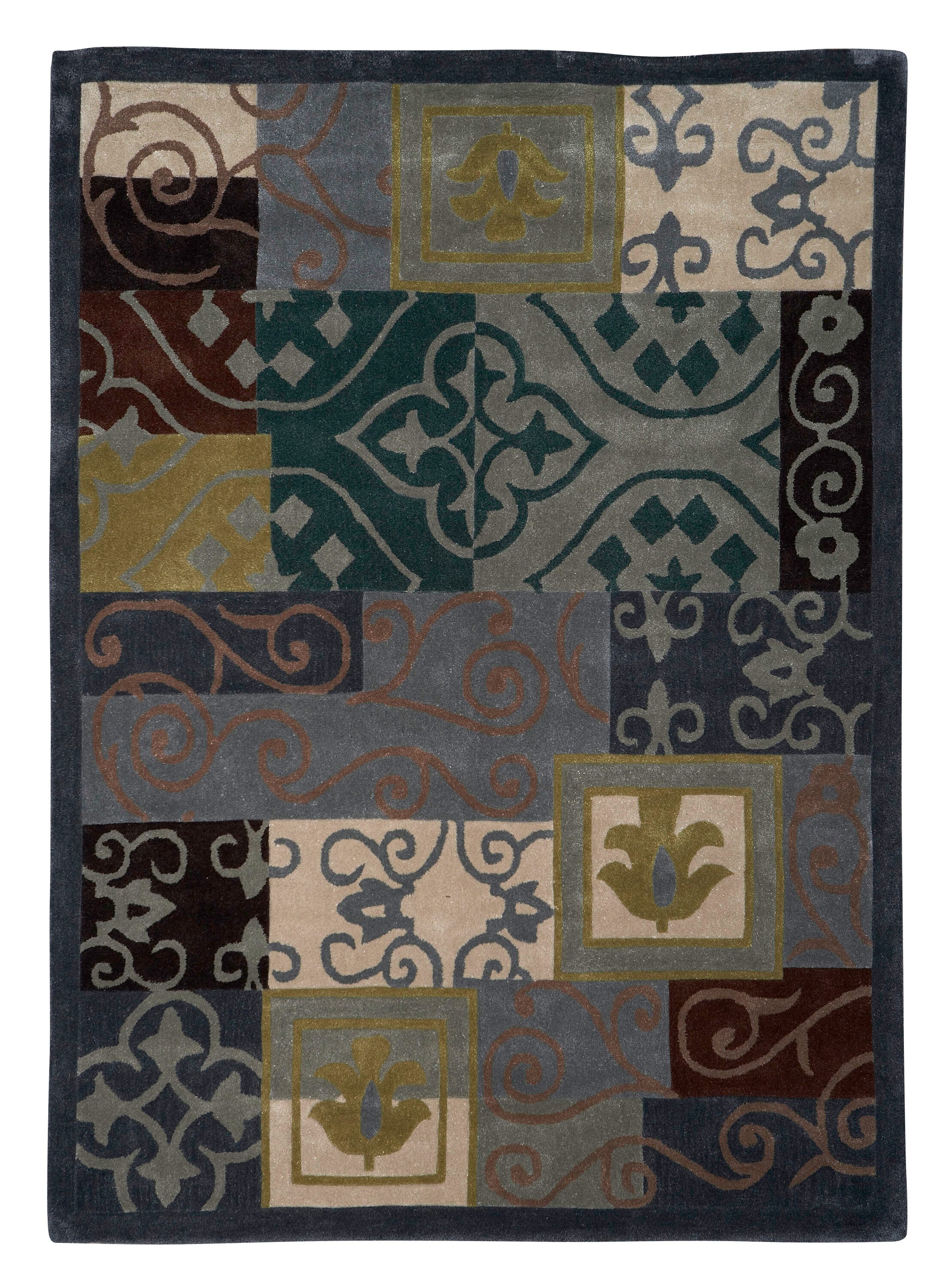 Linon RUG-TAB22081 Trio 8 x 10 (ft) Tufted Polyester Blue Rectangular Indoor Geometric Area rug