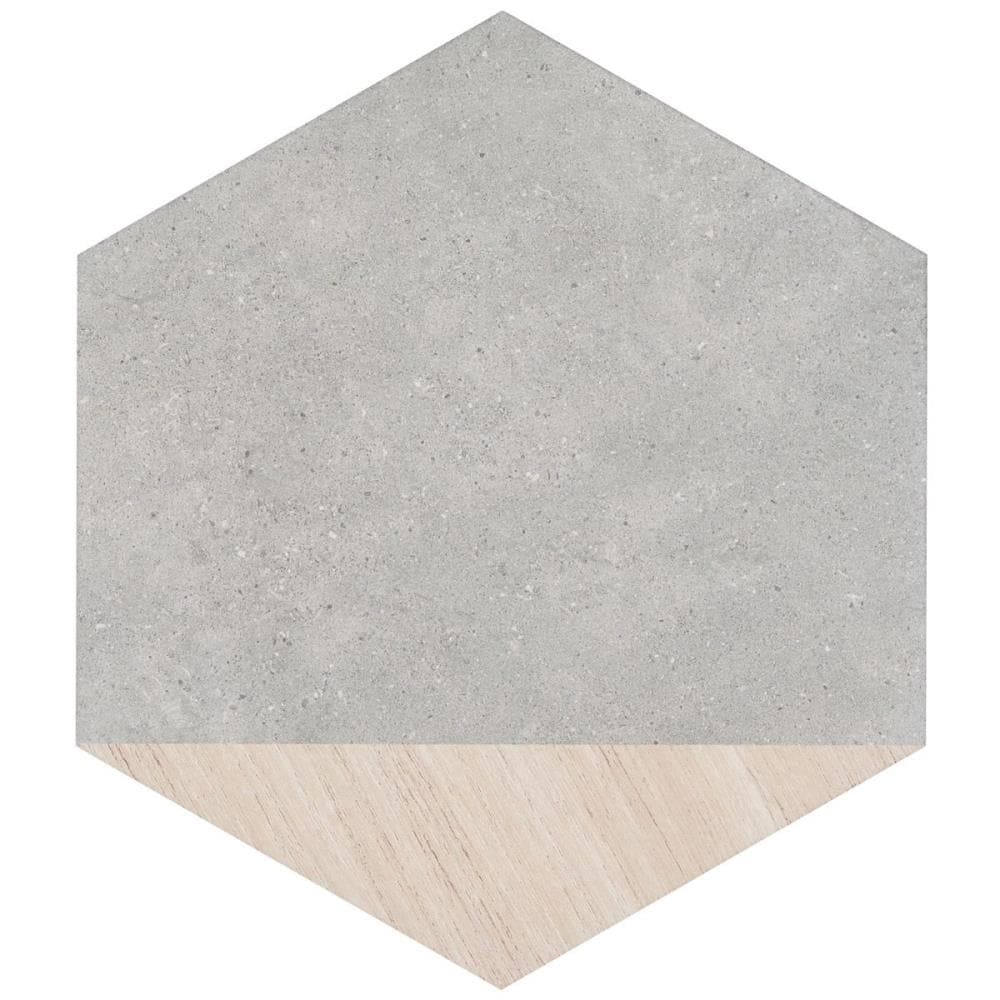 Artmore Tile EXT3RD106099 Sample - Bower Hex Wood Gray 6-in x 8-in Matte Porcelain Patterned Floor and Wall Tile
