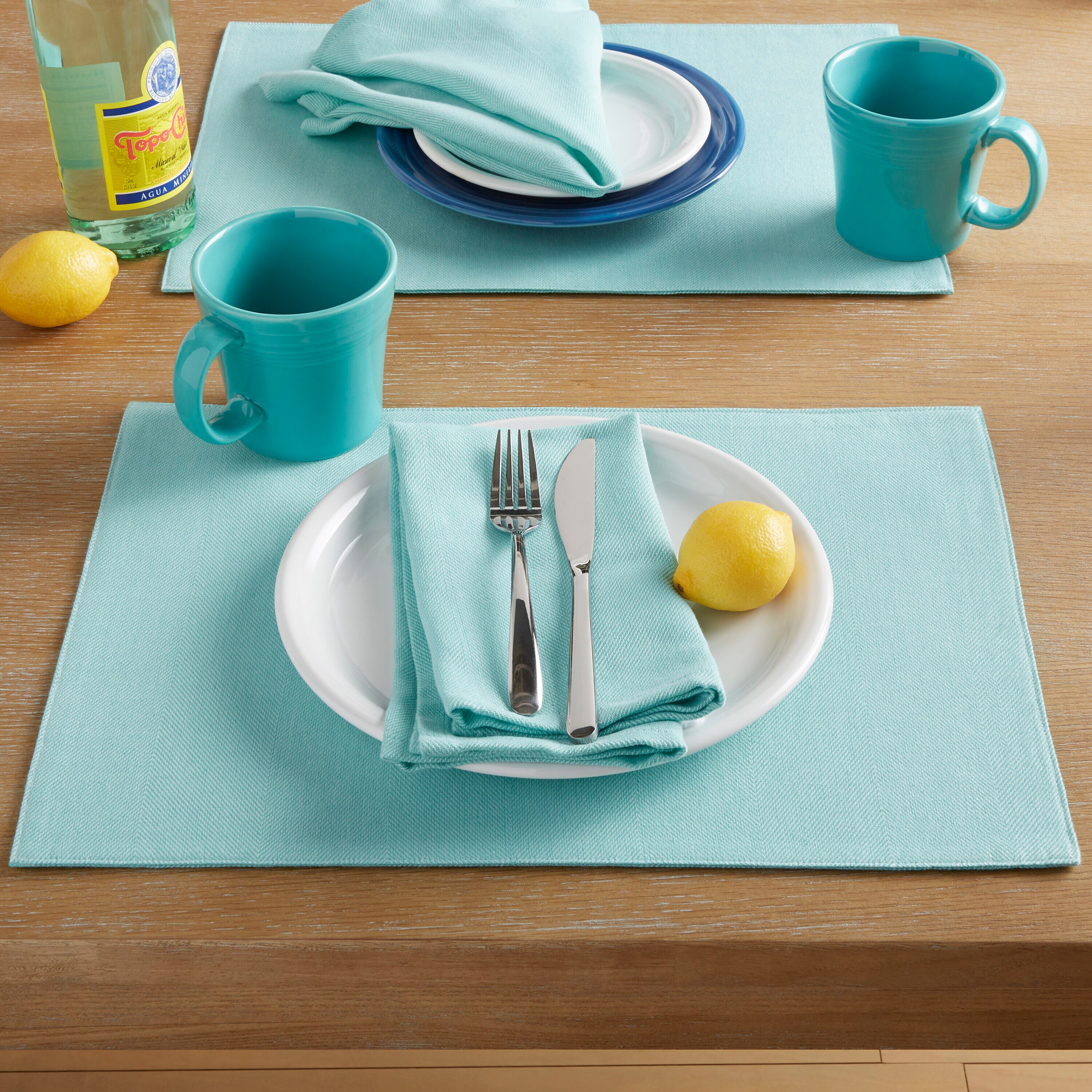 Placemats & Napkins Bundle: Blue Placemats + Cloth Napkins / Set of 4