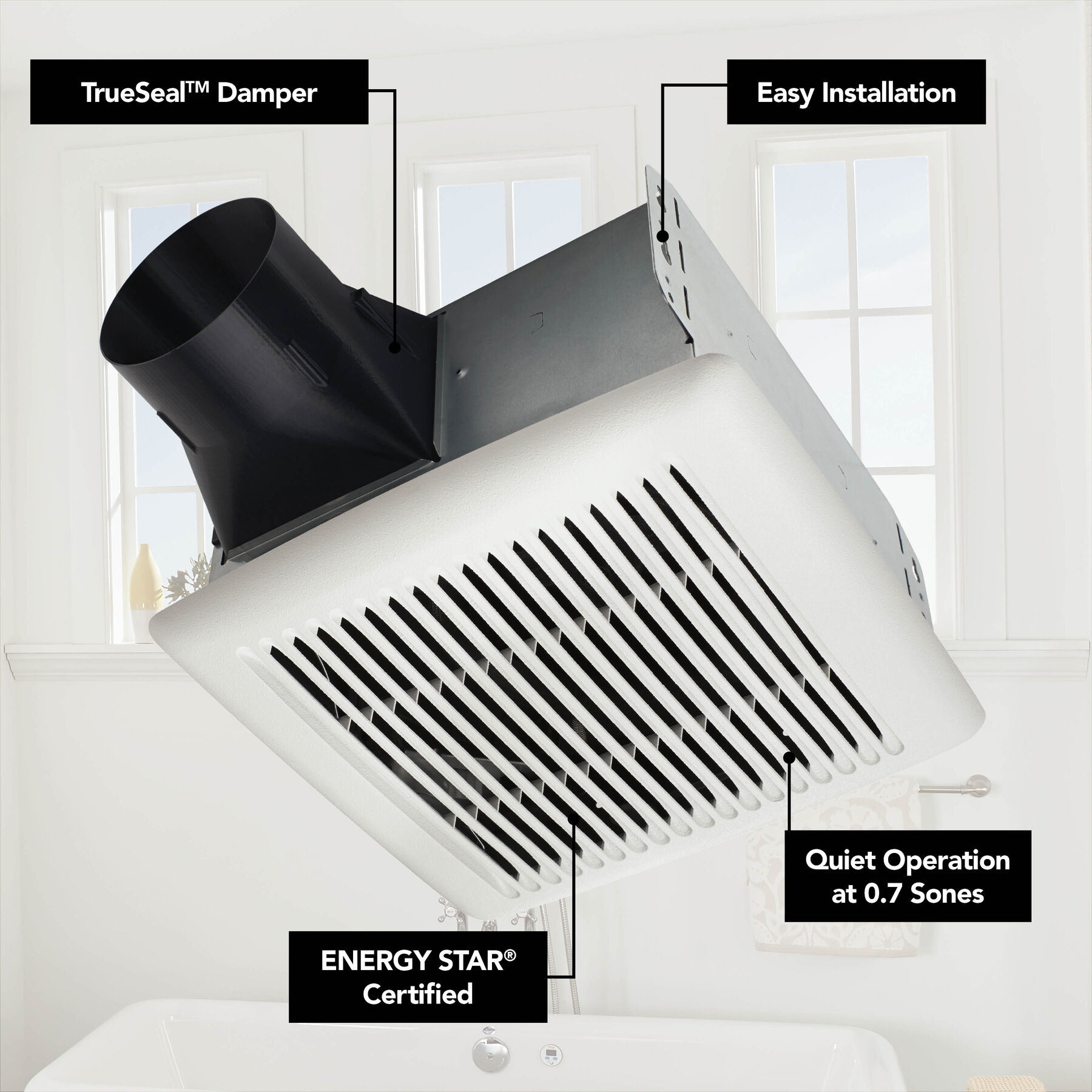 Broan InVent Series 0.7-Sone 80-CFM White Bathroom Fan, ENERGY