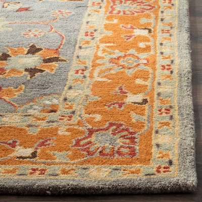 Safavieh Heritage Hugli 2 x 8 Blue/Orange Indoor Floral/Botanical Oriental Handcrafted Runner Safavieh Heritage Hugli 2 x 8 Blue/Orange Indoor Floral/Botanical Oriental Handcrafted Runner