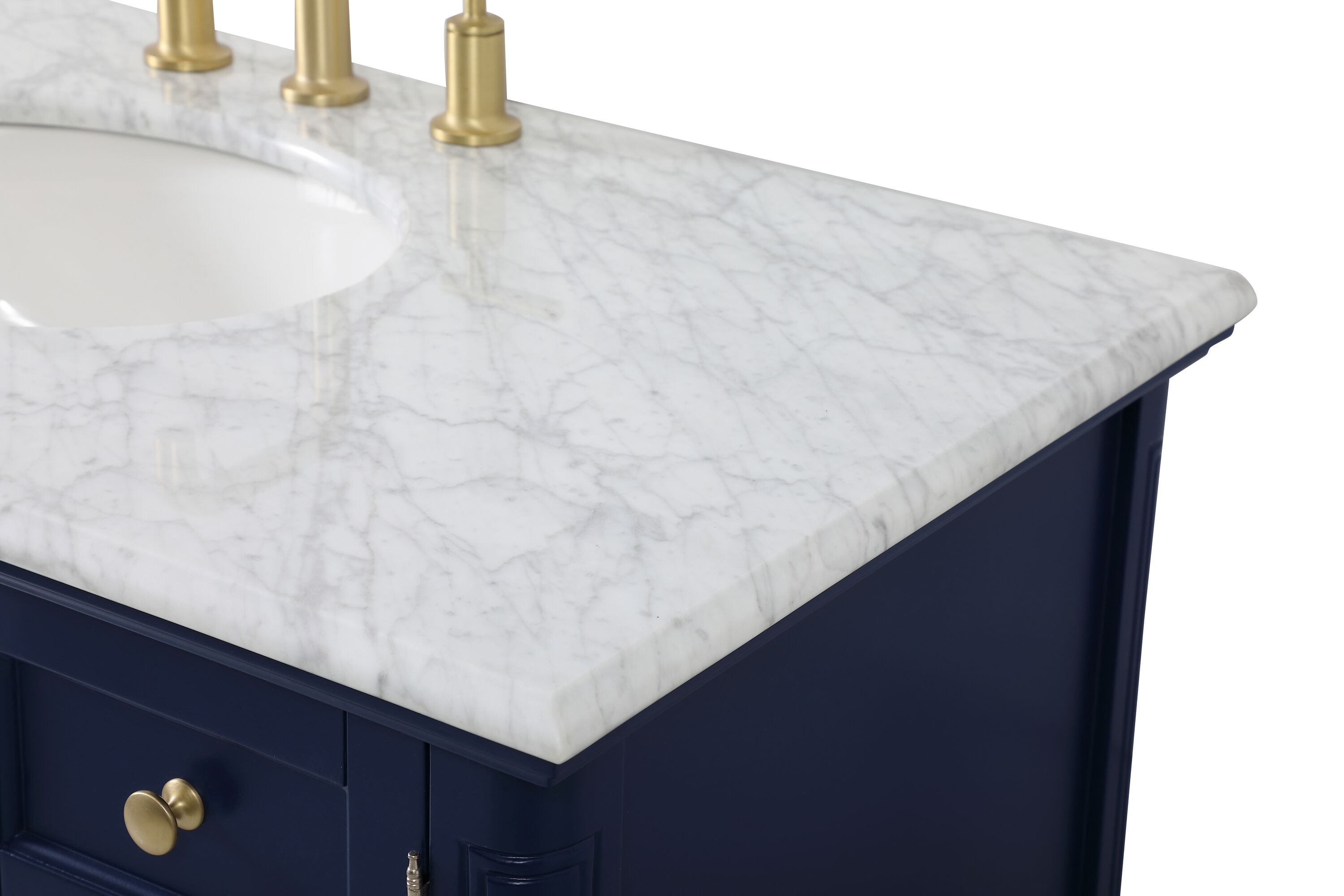 Rhodes 42" Blue Solid Wood Single Bathroom Vanity with Marble Top