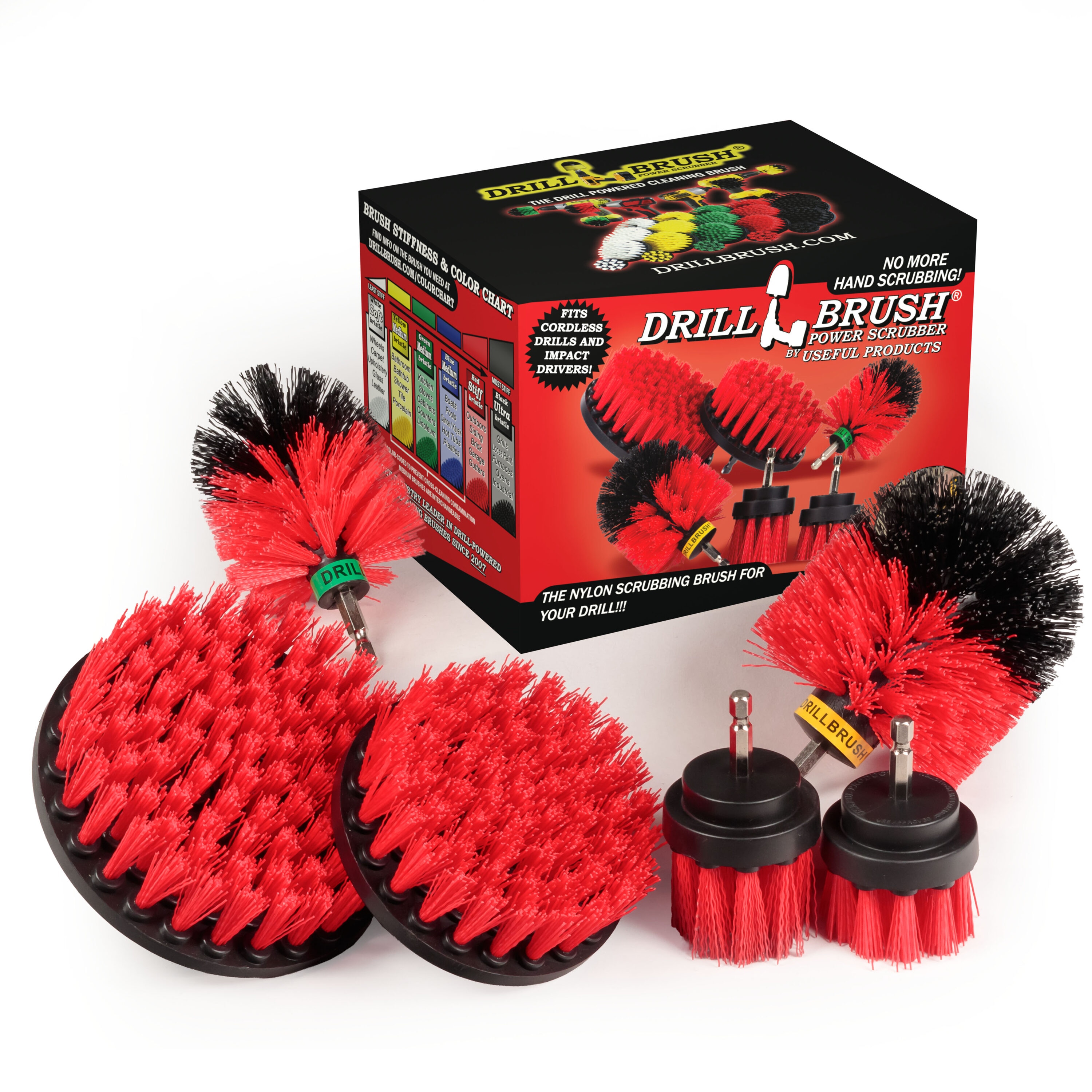Drillbrush Headstone Cleaning Supplies - Outdoor Power Brush - Fountain Cleaner Tool - Deck Scrubbing Tool - Patio Cleaning Brush - Concrete Garage Floor Cleaner - Granite Scrubber Kit For Drill