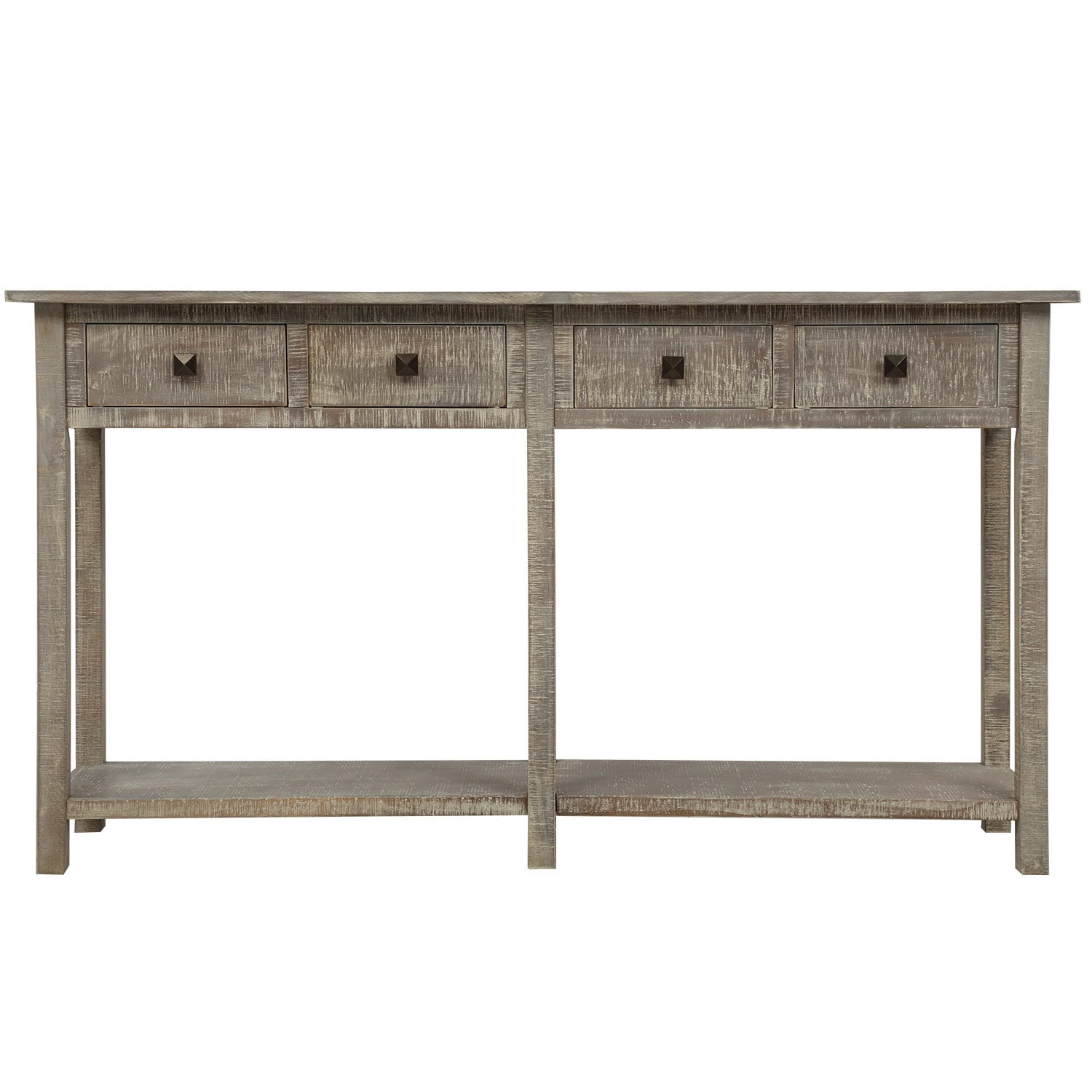 AHIOU HOME Rustic Gray Wash Console Table with 4 Drawers and Lower ...