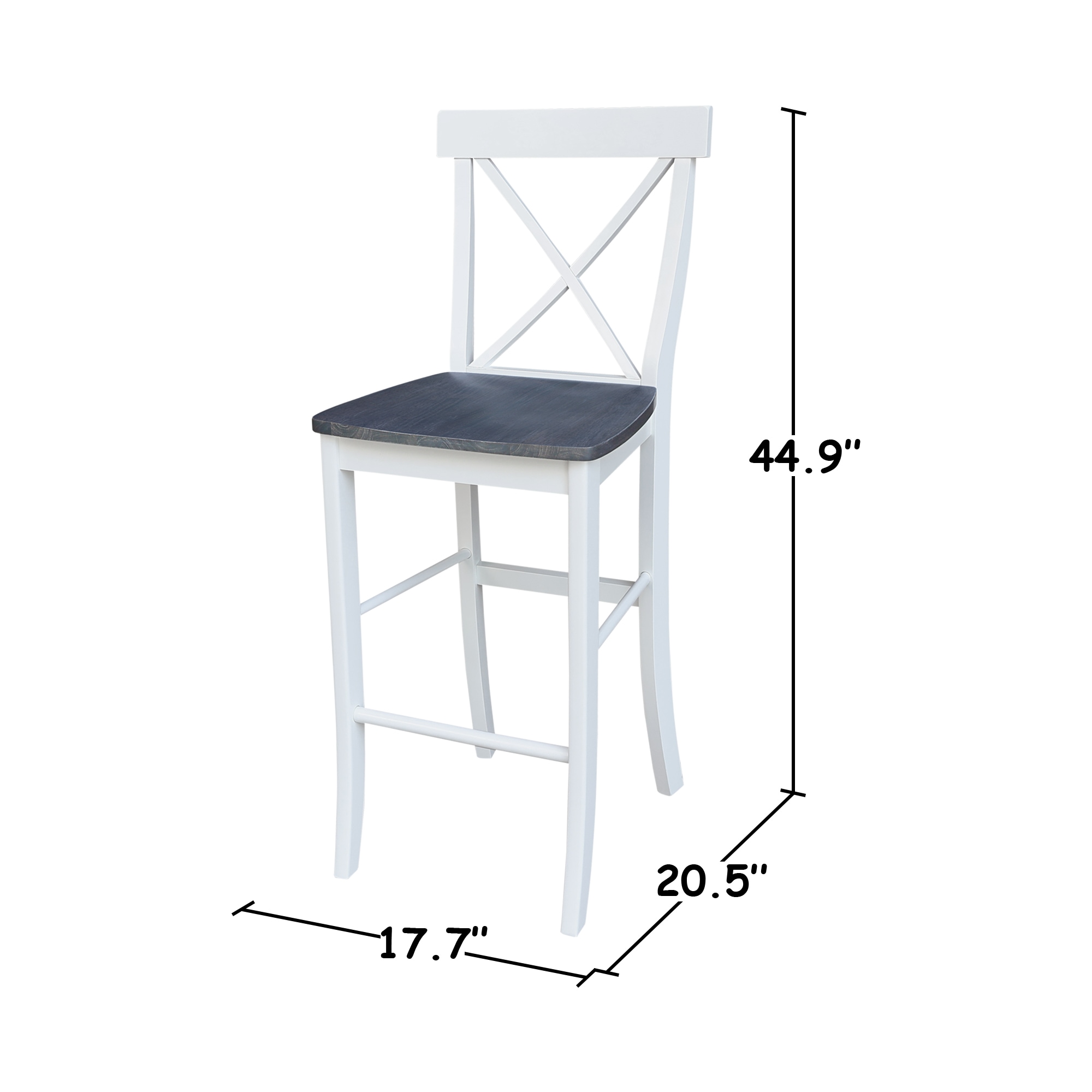 Heather Gray Solid Parawood Traditional X-Back Barstool