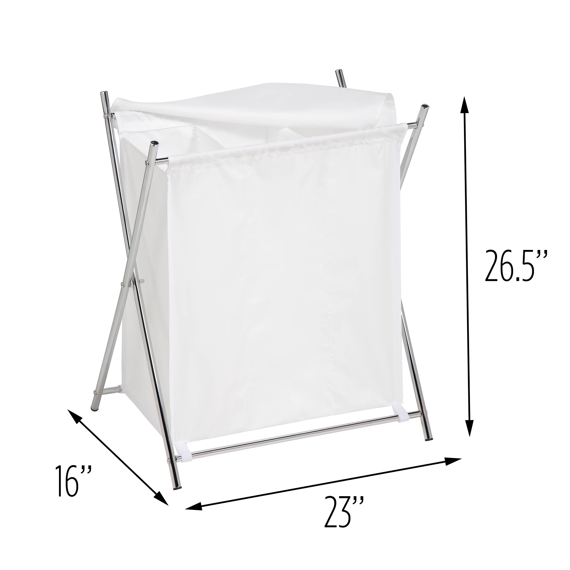 Collapsible Silver Steel Frame Kids Laundry Hamper with Lid