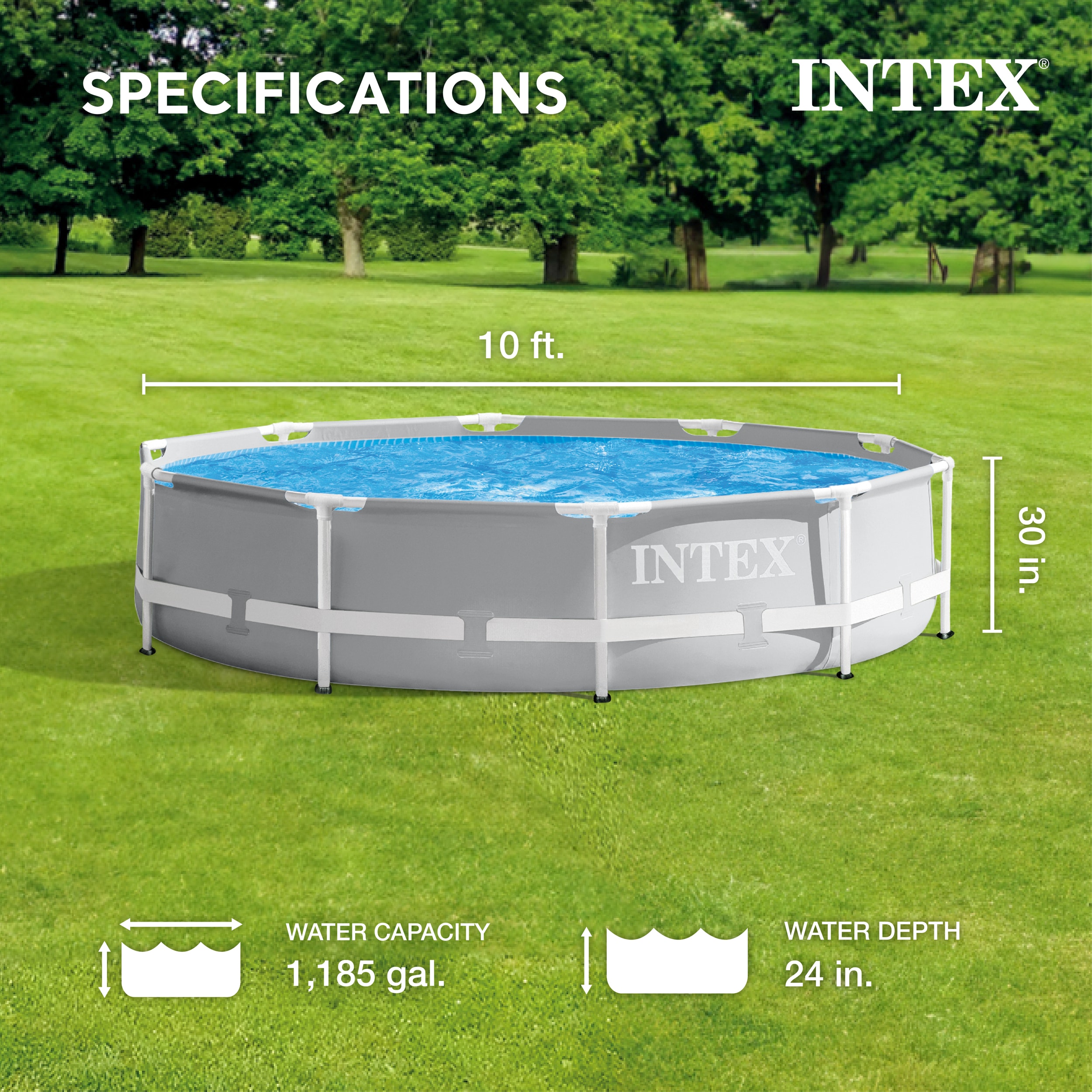 Intex 10-ft x 10-ft x 30-in Steel Wall Panels Round Above-Ground Pool ...