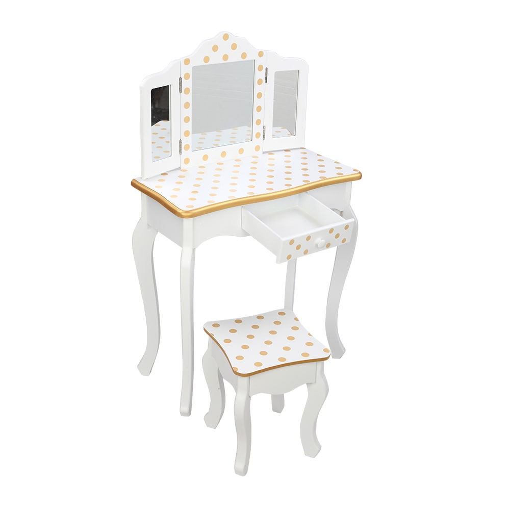 Trinity Kids Vanity, Princess Makeup Desk Dressing Table With Tri-fold  Mirror & Storage Shelves(white) : Target