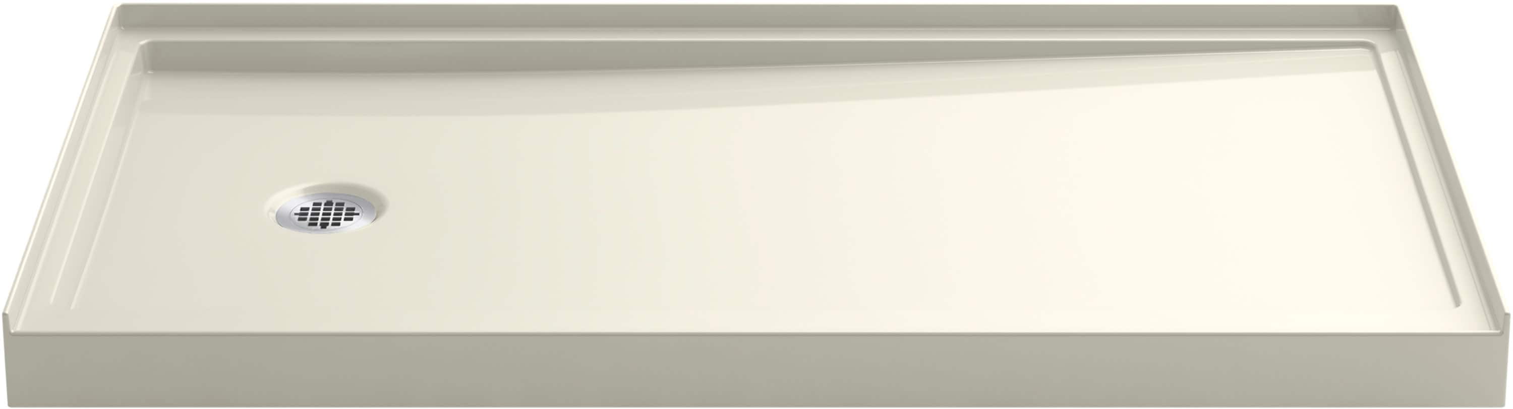 KOHLER K-8459-96 Rely 32.0-Inches W x 60.0-Inches L Biscuit Rectangle Shower pan base with 3.5-Inches H Threshold (Left Drain)