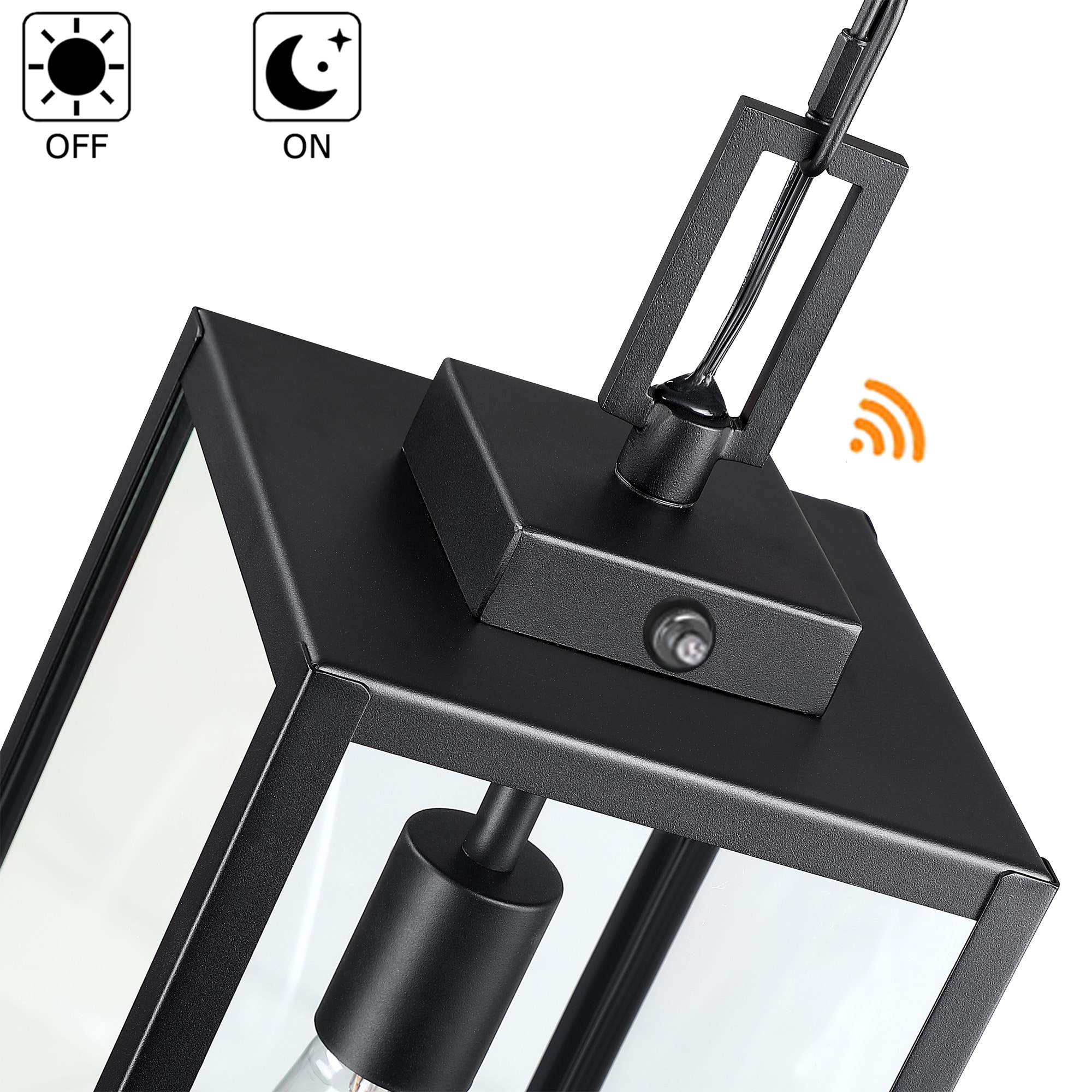 Matte Black Outdoor Hanging Lantern with Clear Glass Shade