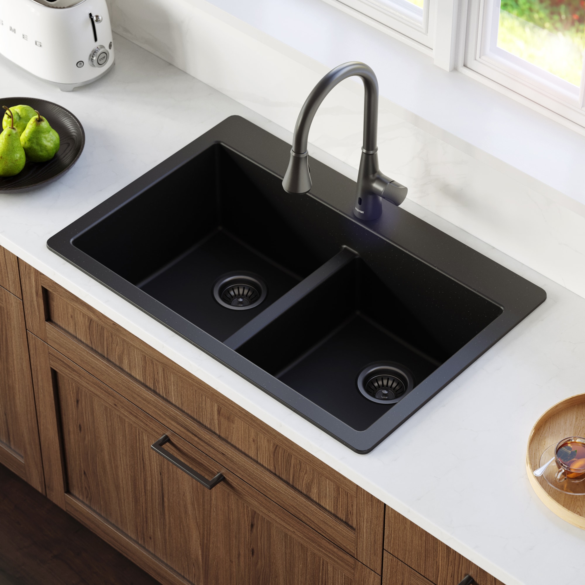 Quartz Black Undermount Granite Kitchen Sink Protector Mats
