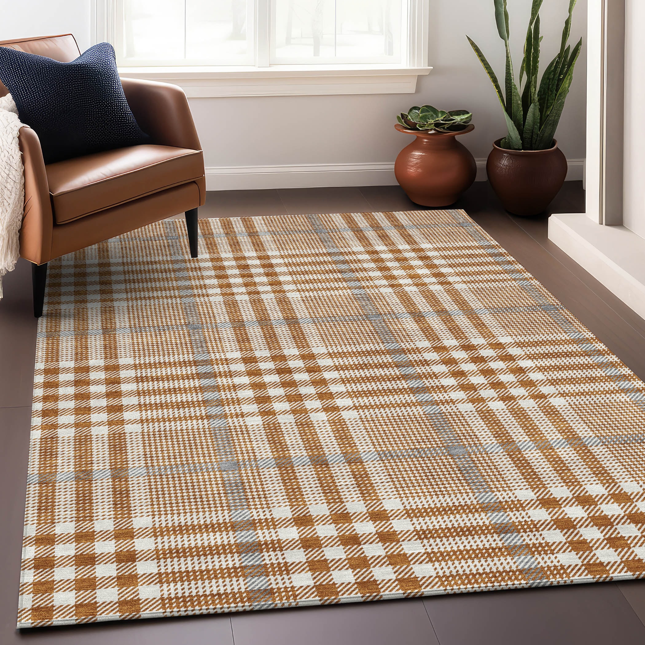 Addison Rugs ACN1054PK5X8 Chantille ACN1054PK 5 x 7 (ft) Polyester Paprika Rectangular Indoor/Outdoor Geometric Machine washable Area rug