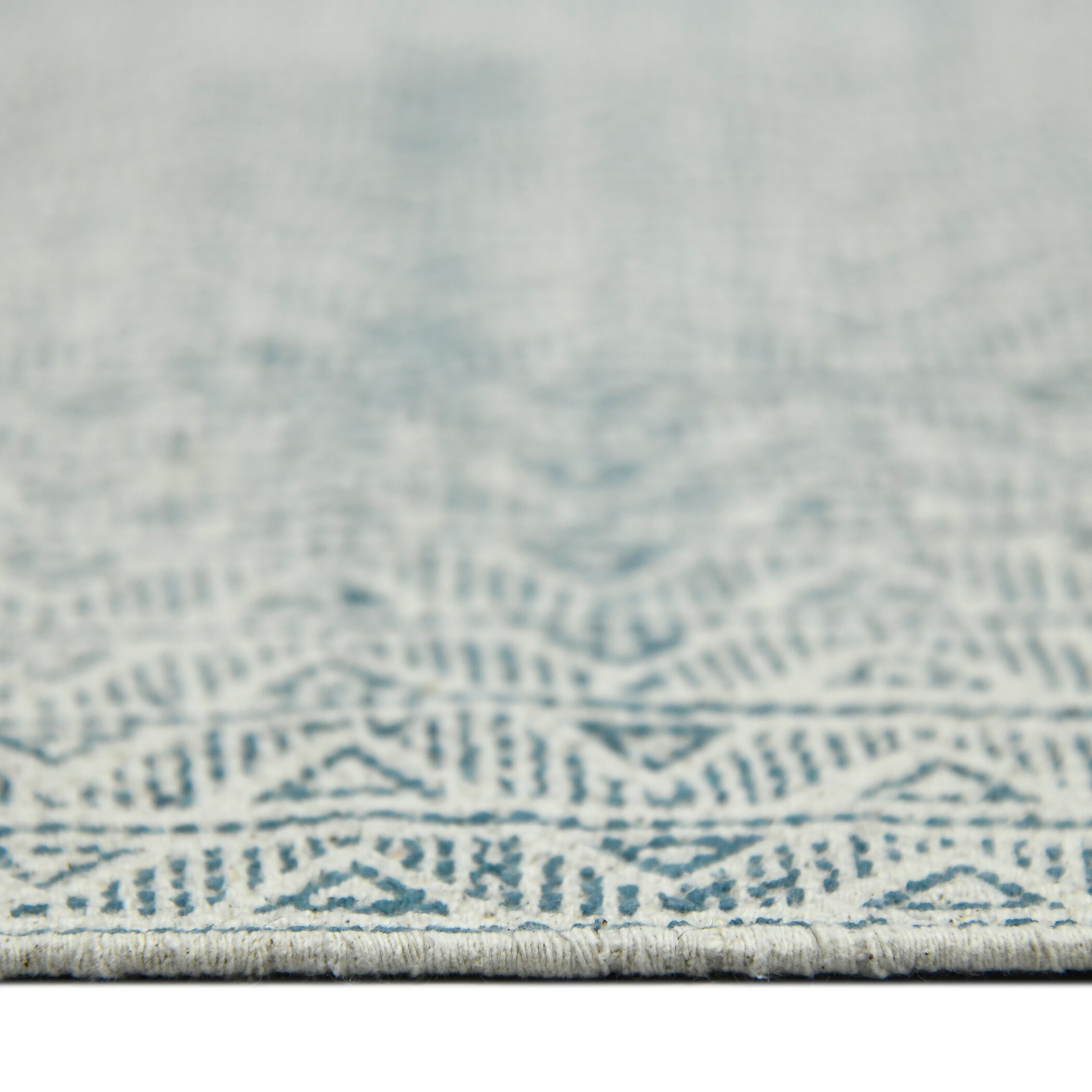Dune Estra Blue Geometric Cotton Flatweave Rug