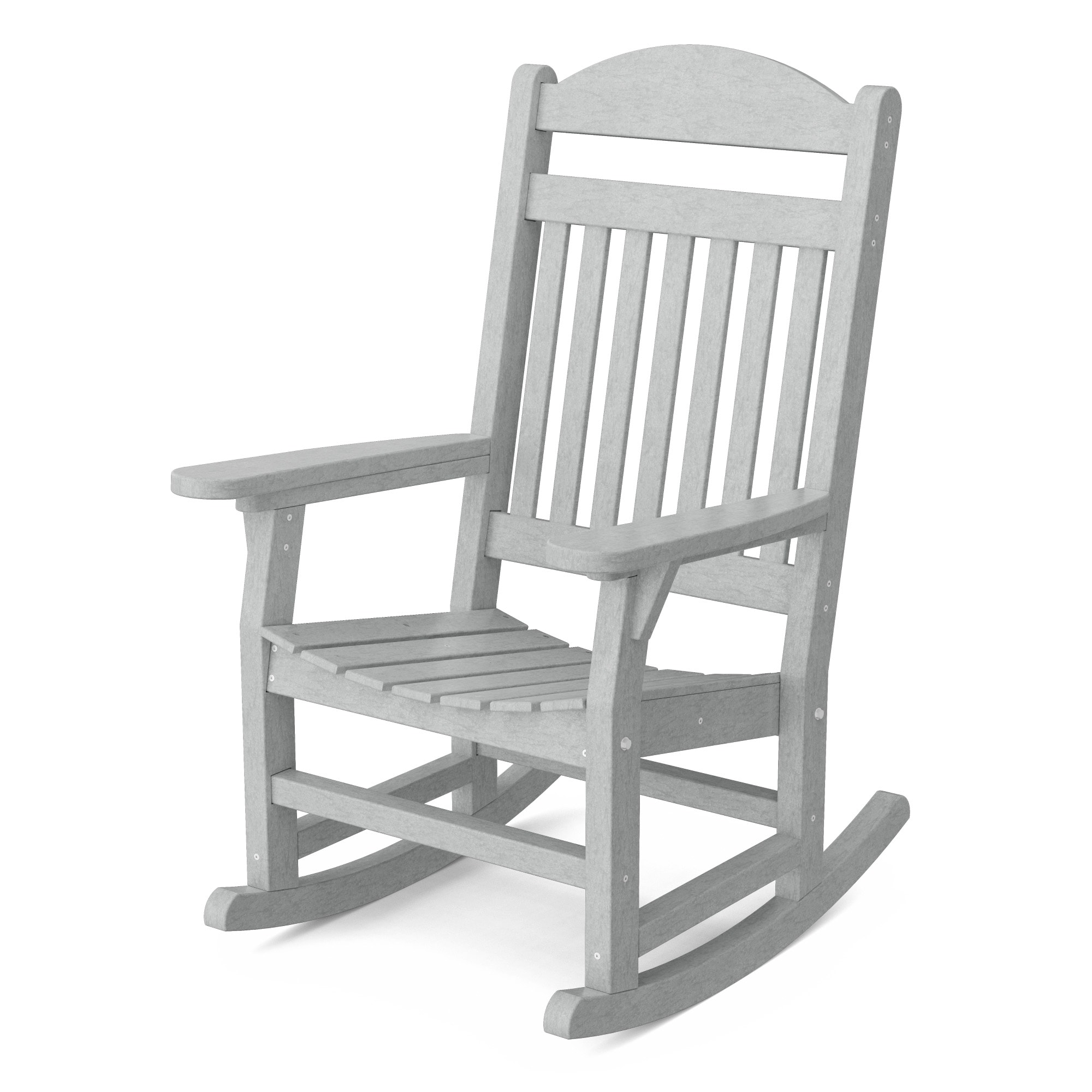 Wildridge LCC-101-LG Heritage Traditional Light Gray HDPE Frame Rocking Chair with Slat Seat