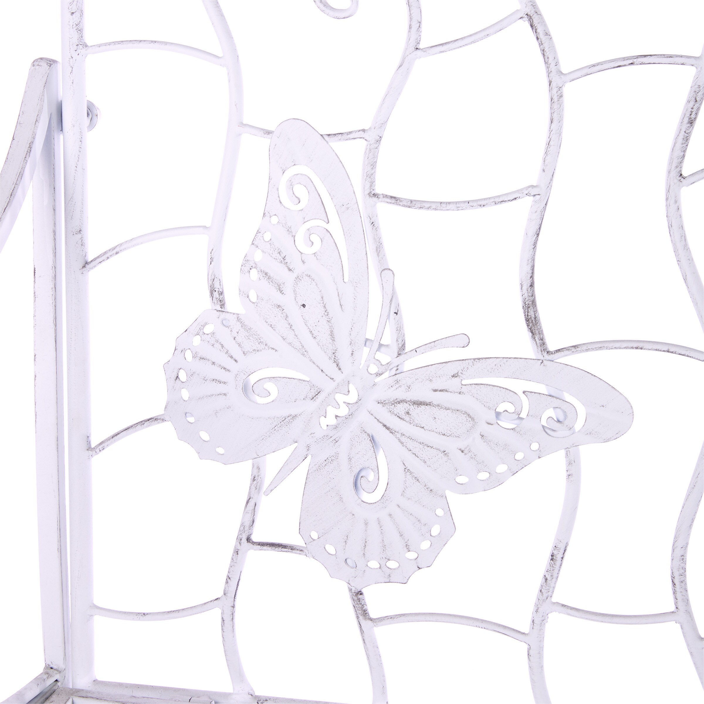 White Metal Butterfly Backrest Garden Bench, 43"