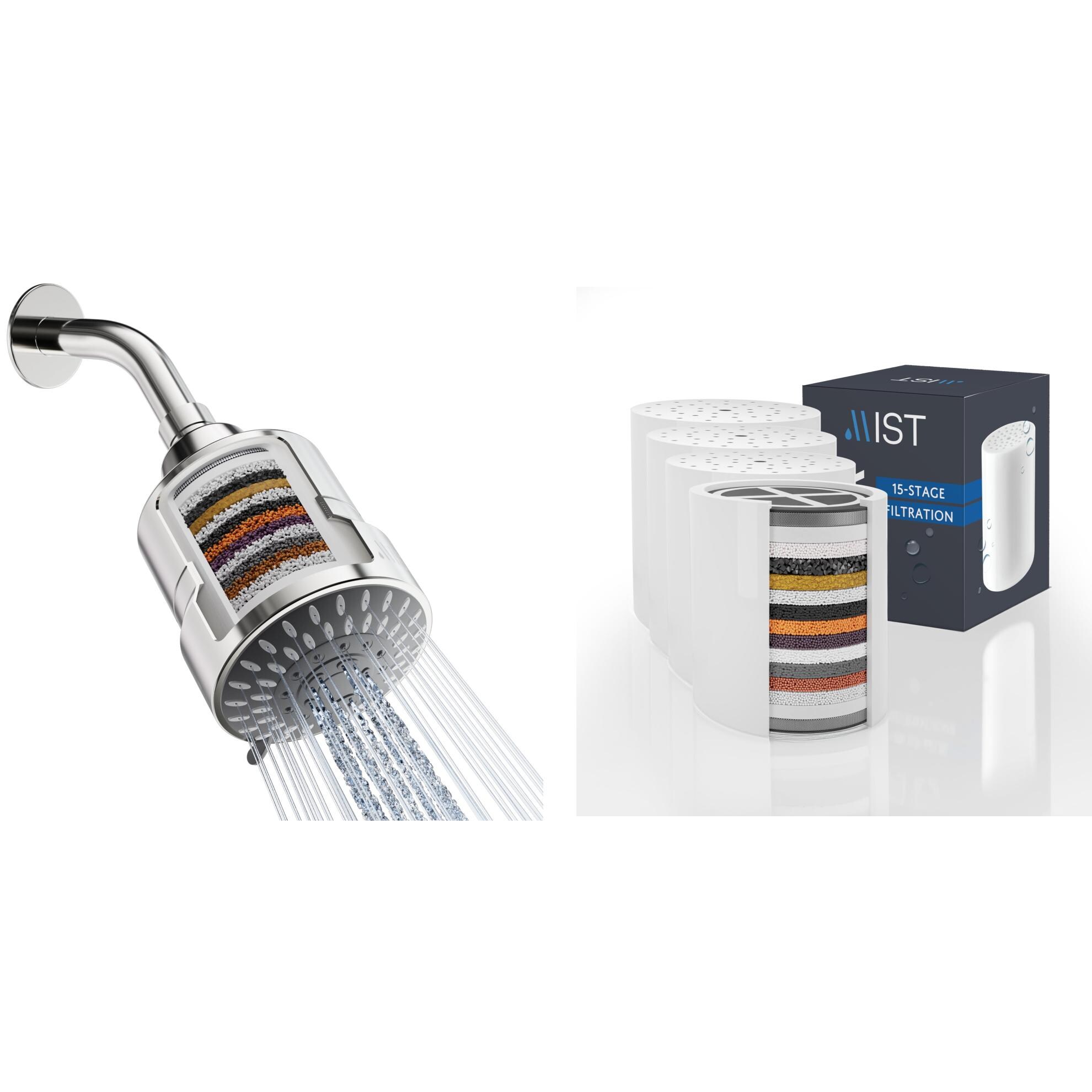 Mist  3-in Chrome Round Fixed Filtered High Pressure Shower Head with 4 Replacement Filters