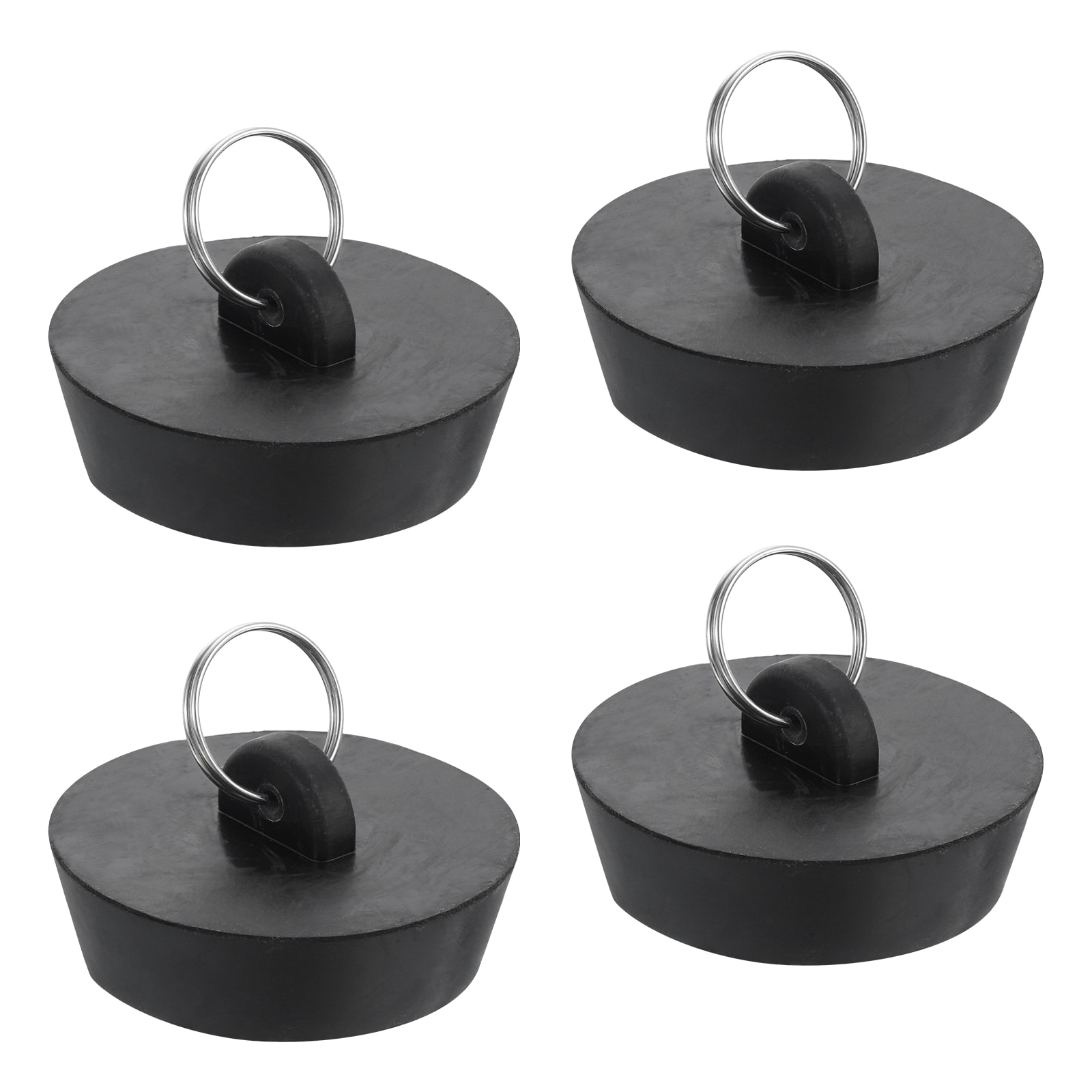 Unique Bargains - 4pcs Rubber Drain Stopper with Hanging Ring Bathtub Drain Plug Fits 1-3/4 Inch ...