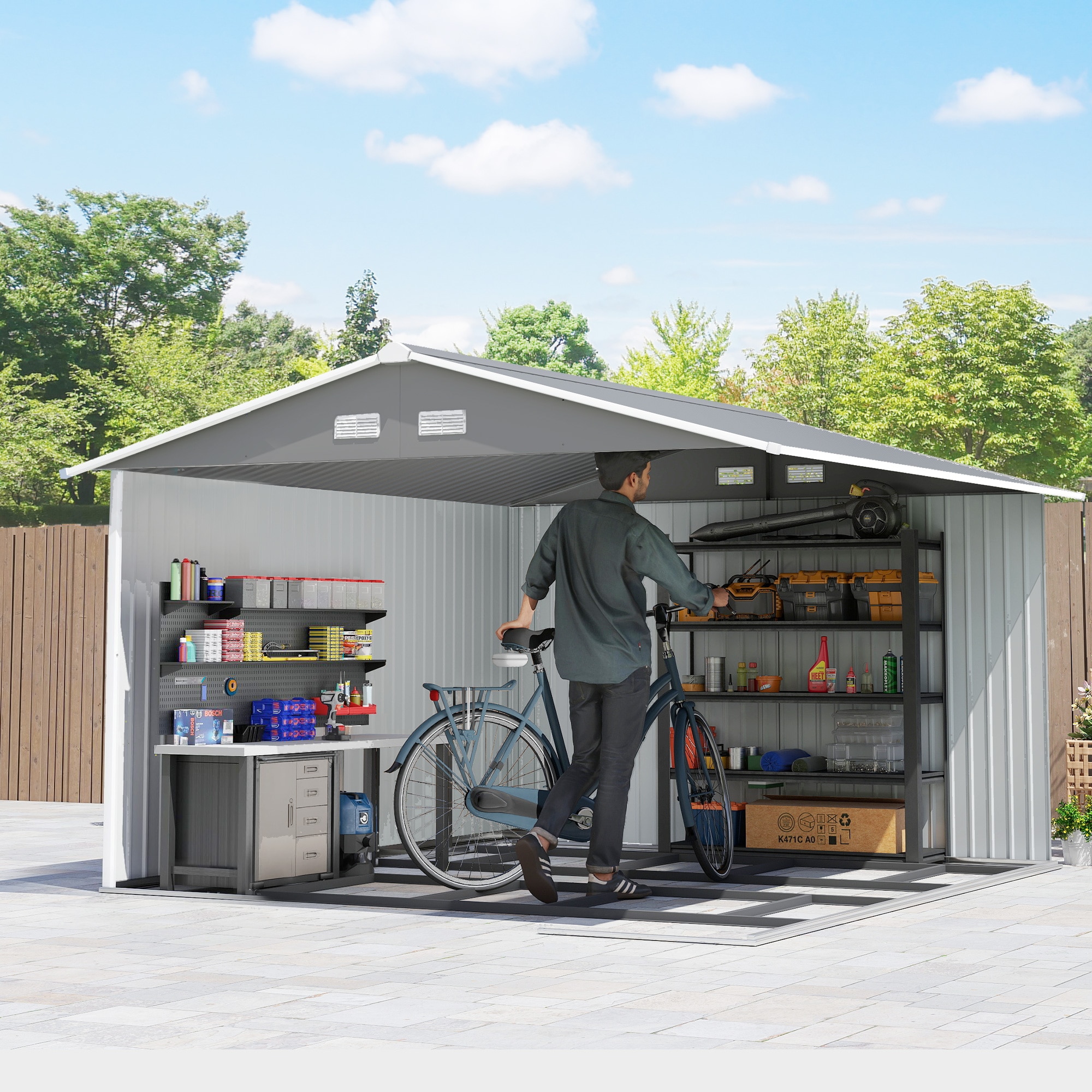 Outsunny 845-031V02GY Metal-Storage-Buildings-Sheds - View #7