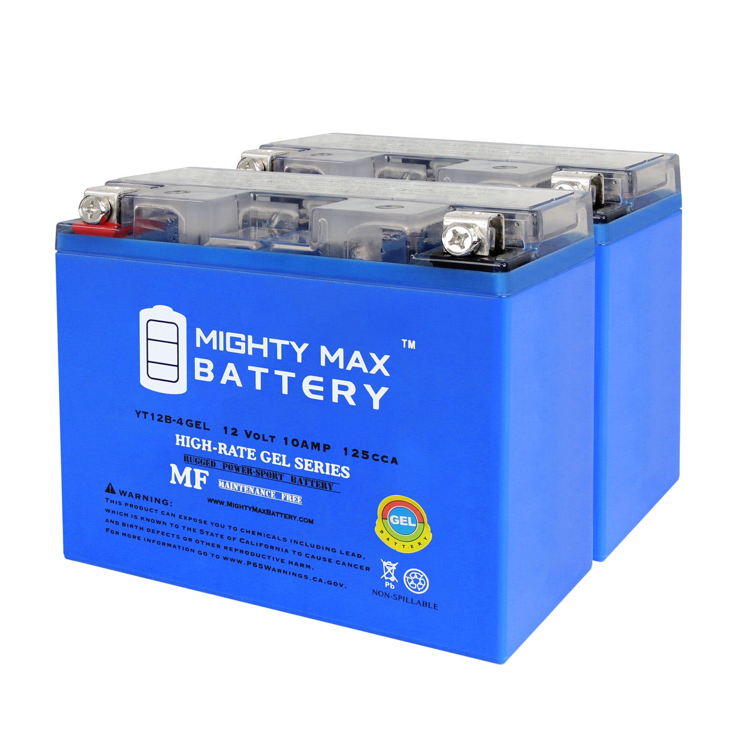 Mighty Max Battery MAX4026188 YT12B-4GEL 12V 10Ah GEL Odyssey PC545 Rechargeable Sealed GEL 12100 Backup power Batteries 2 -Pack