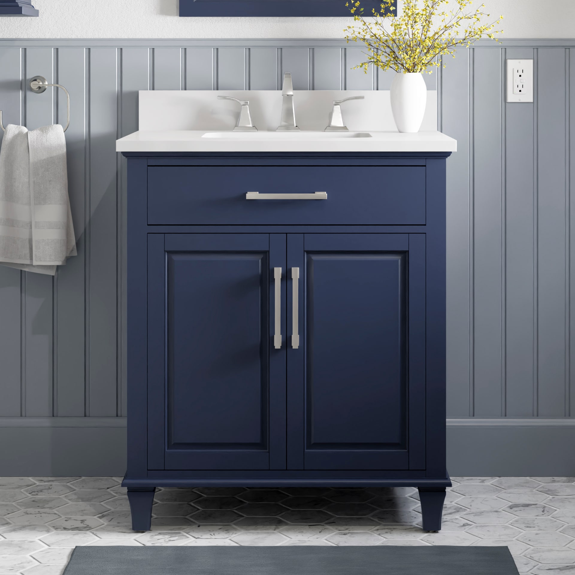 allen + roth Brookview 30-in Royal Navy Undermount Single Sink Bathroom ...