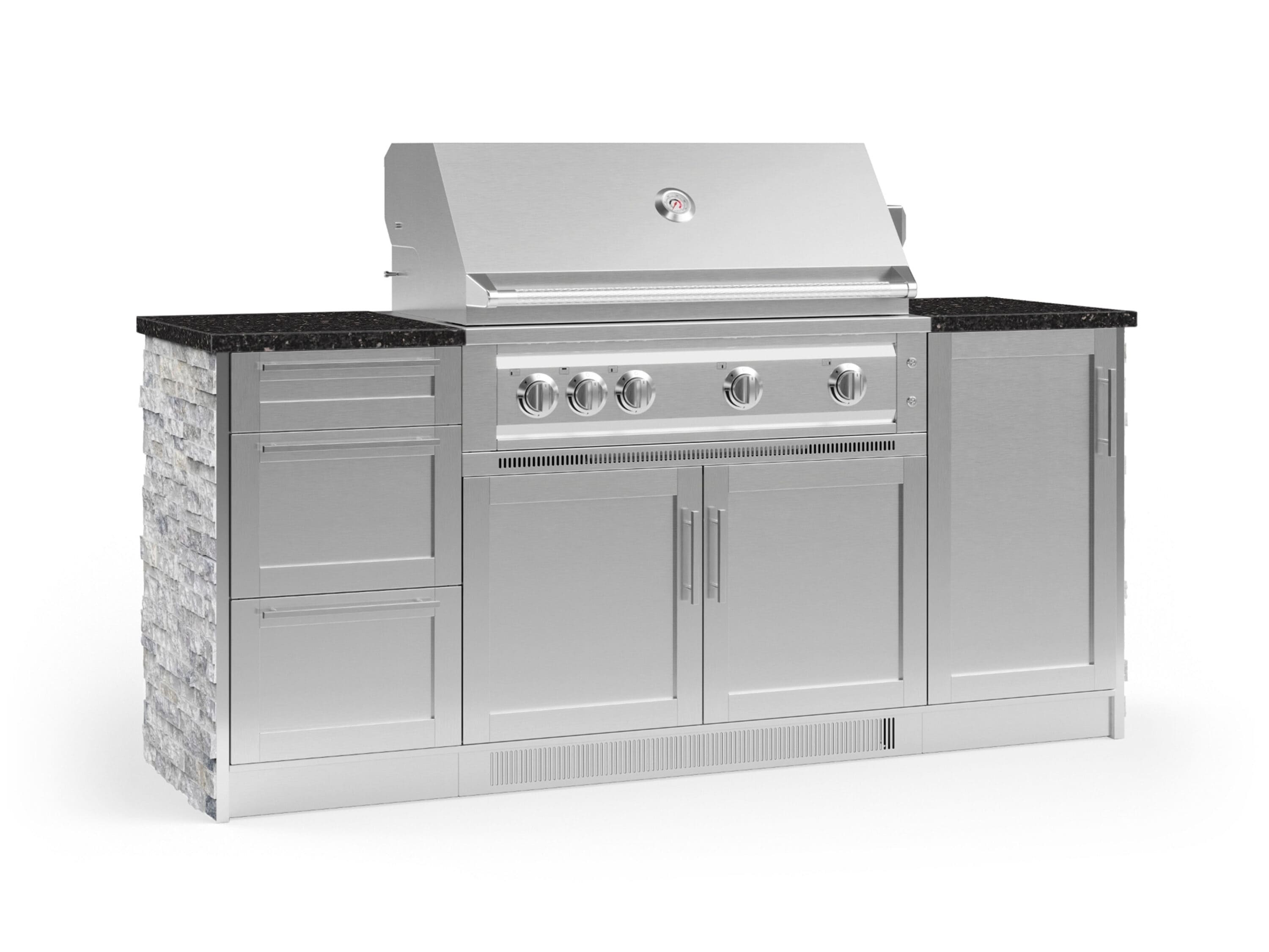 NewAge Products 68304 Signature Series Cabinets Platinum Grill 8 -Piece 79.16-in W x 25.5-in D x 51-in H Modular Outdoor Kitchen Set 5 Burners