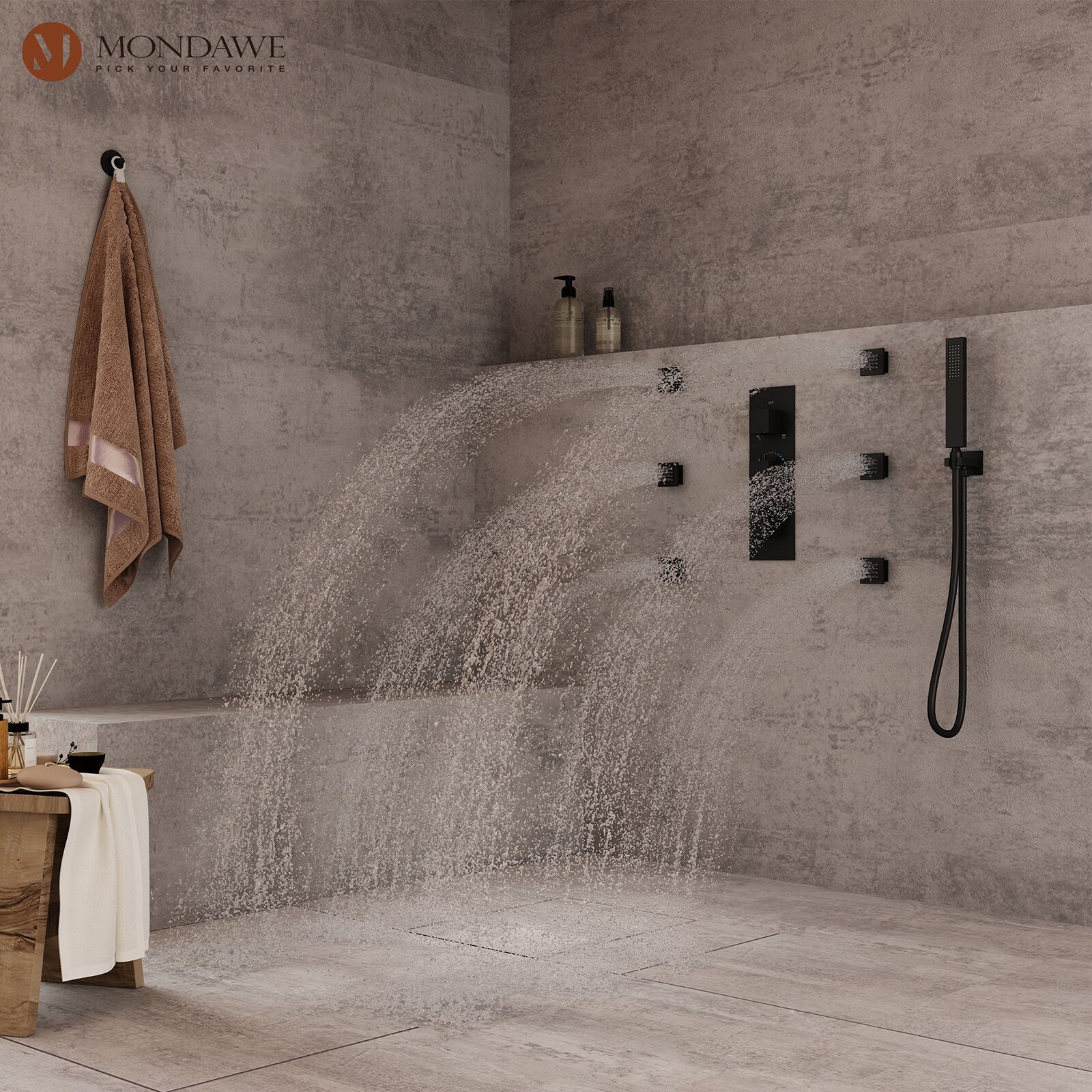 Mondawe WF6823-12BG Showerhead-Bar-Panels - View #4