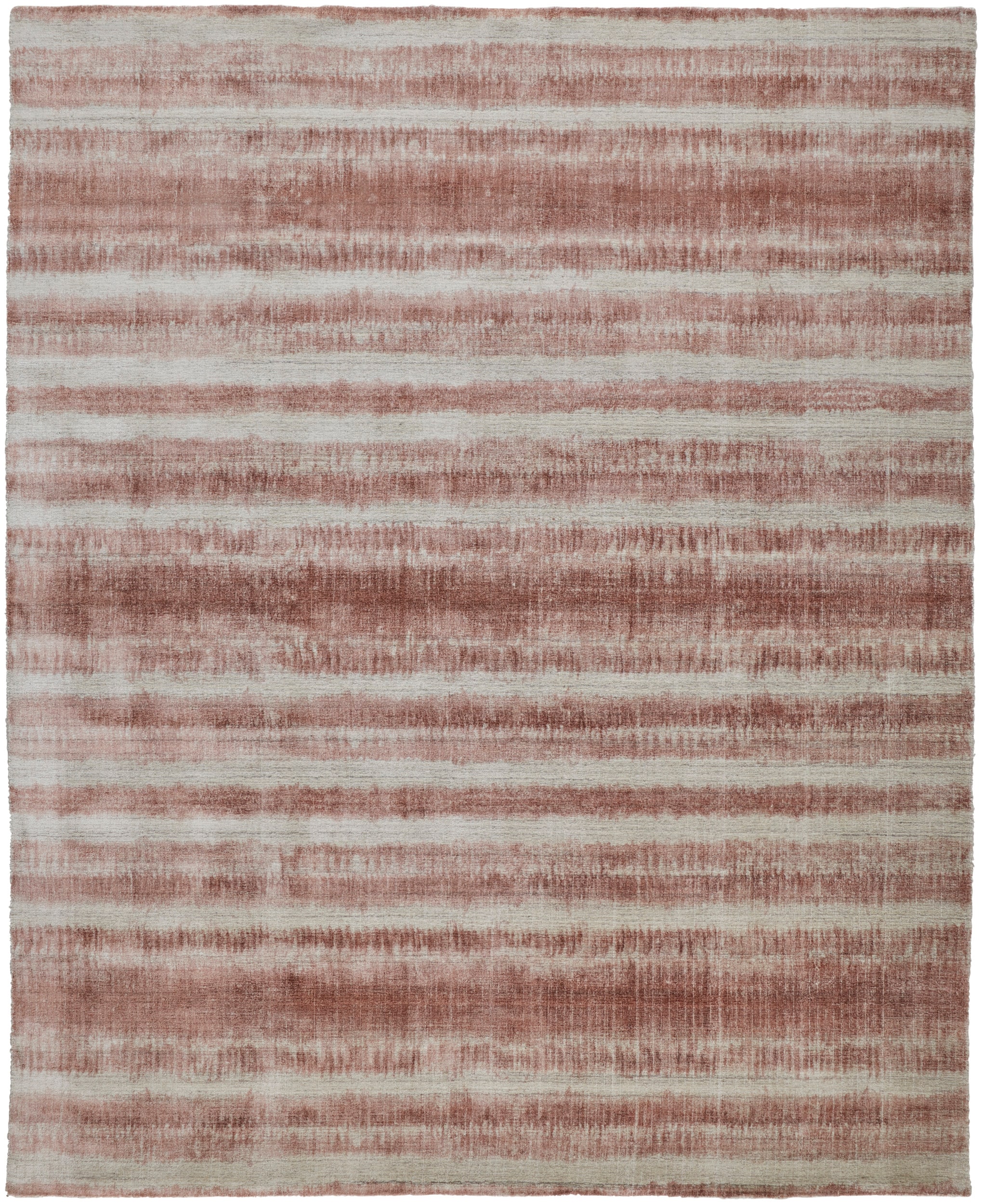 Room Envy MKYR8824BLH000J00 12 x 15 (ft) Loomed Rayon Tan/Ivory/Pink Rectangular Indoor Stripe Area rug