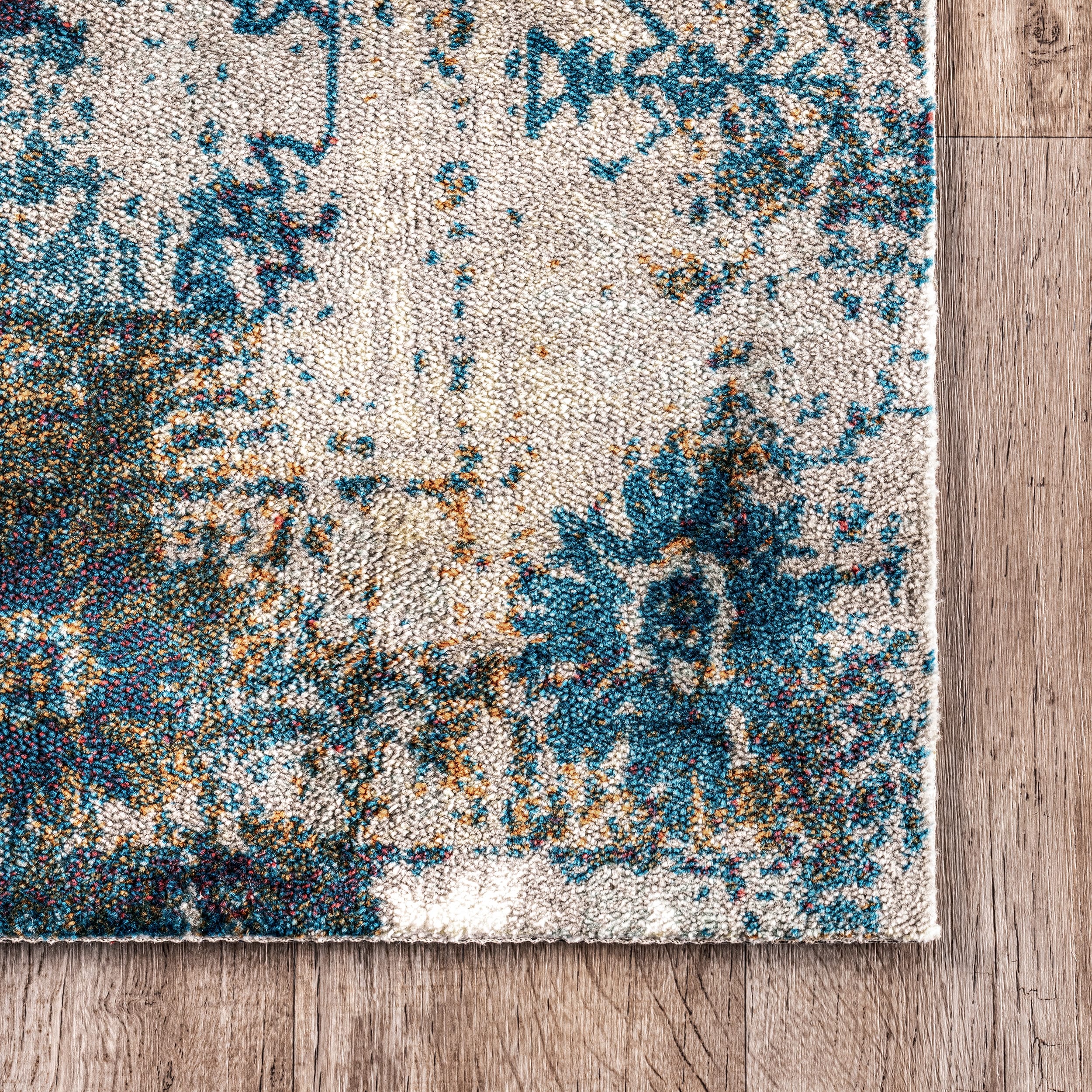 Luxe Blue Synthetic 5' x 8' Rectangular Easy-Care Area Rug
